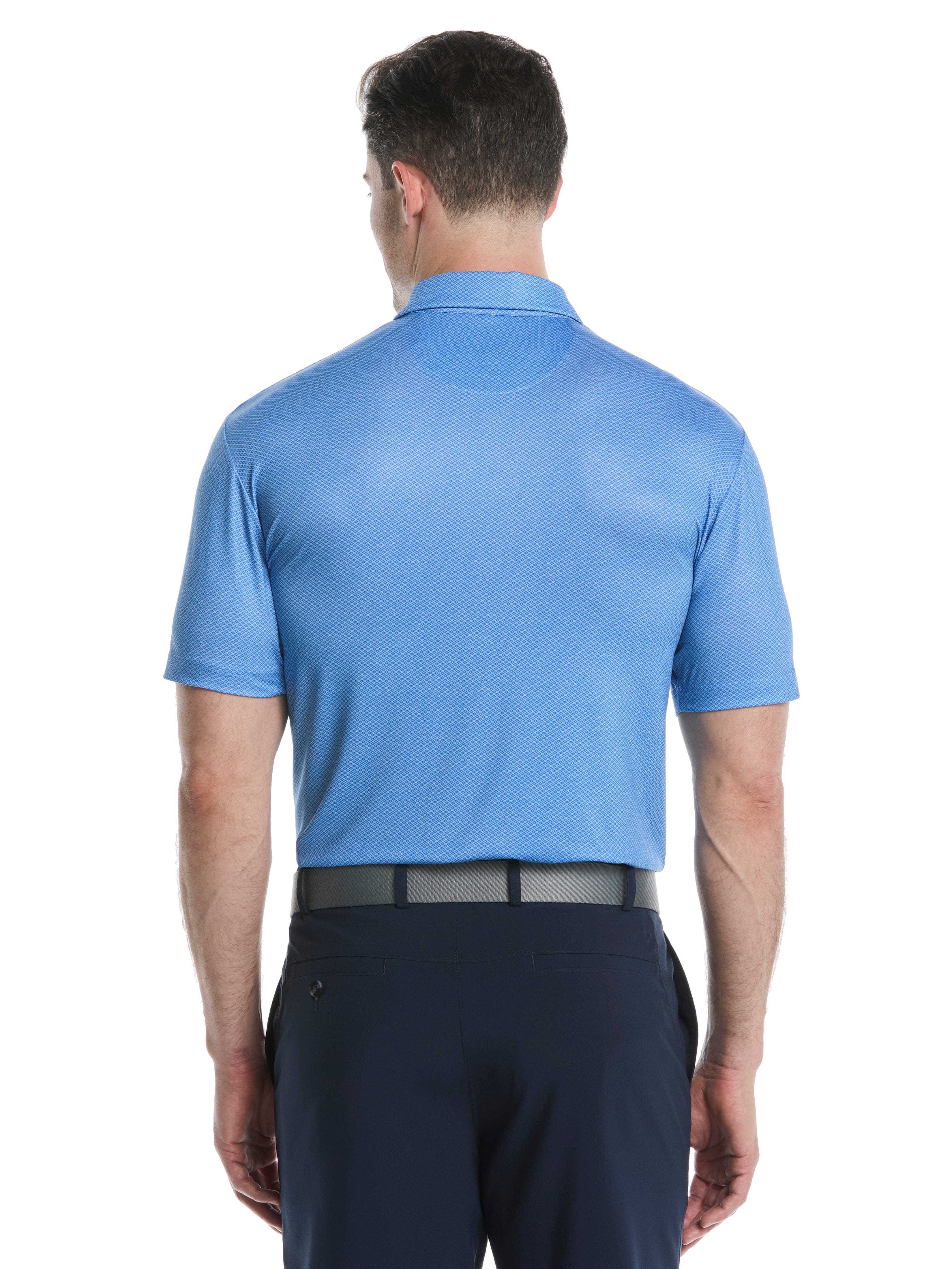 Men's Heather Geo Print Golf Polo Shirt - Breathable Quick-Dry Performance Tee for Golf, Casual Wear & Outdoor Activities