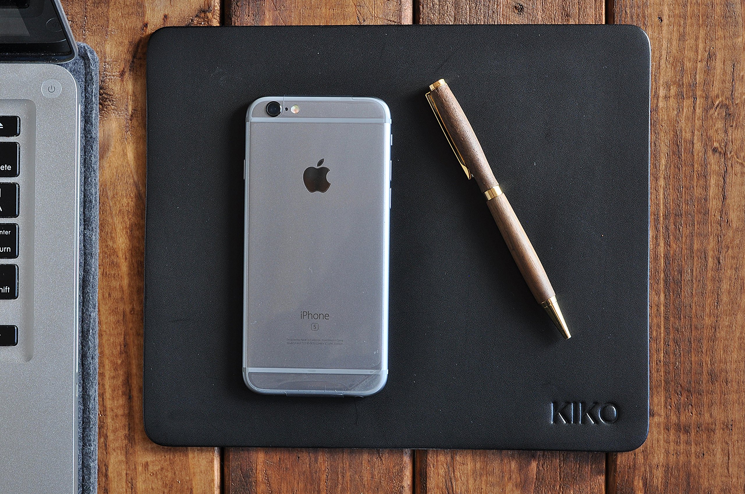 Premium Kiko Genuine Leather Mouse Pad - Black | Non-Slip Desk Mat for Office, Gaming & Home Workspace | Smooth Surface for Computer & Laptop Use