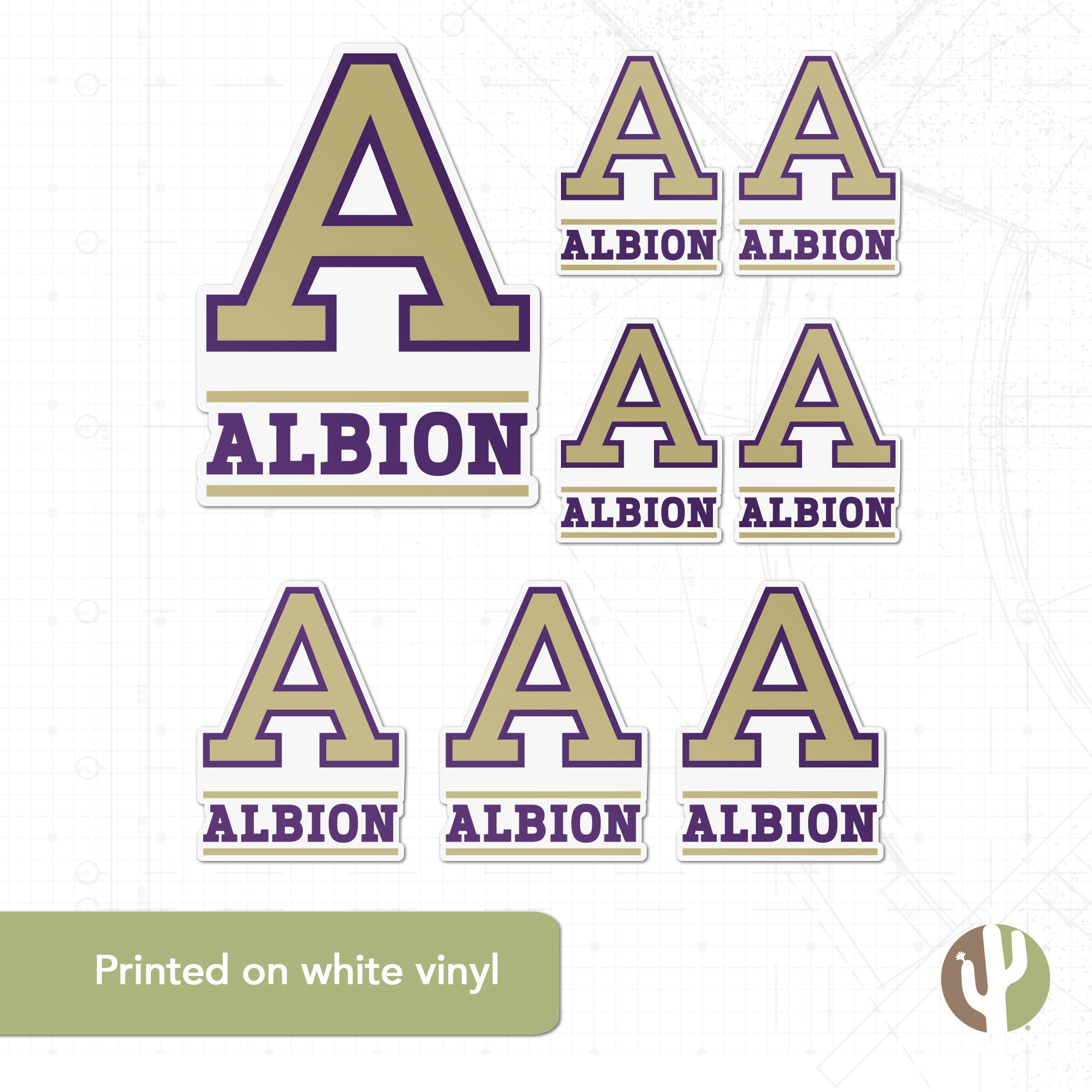 Albion College Britons Desert Cactus Vinyl Decals - Waterproof Stickers for Laptop, Water Bottle, Car & Scrapbook - Perfect for School Spirit, College Dorm Decor & DIY Crafts