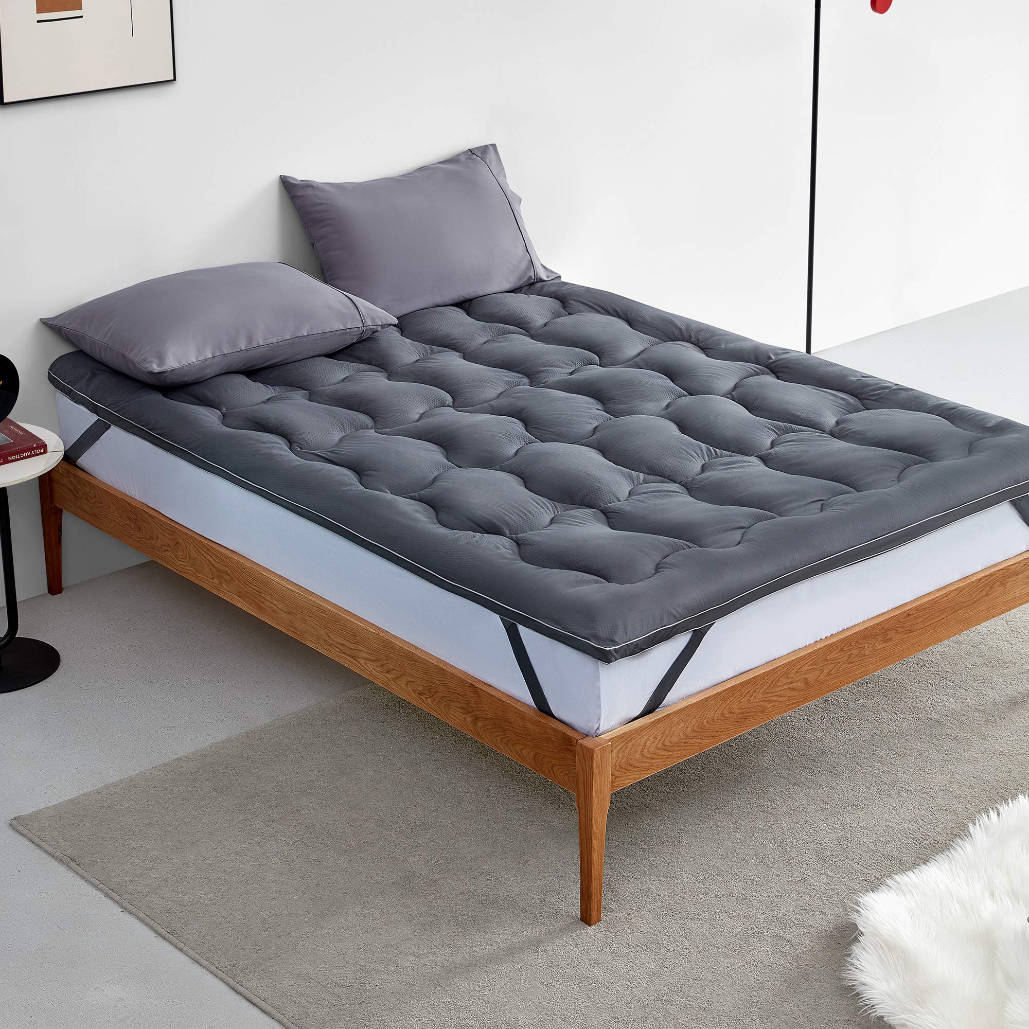 Cooling Twin Mattress Topper - Fluffy Down Alternative Bed Pad Cover for 8-21 Inch Deep Pocket - Breathable & Comfortable for Hot Sleepers - Perfect for Guest Beds, Dorms & Apartment Sleeping