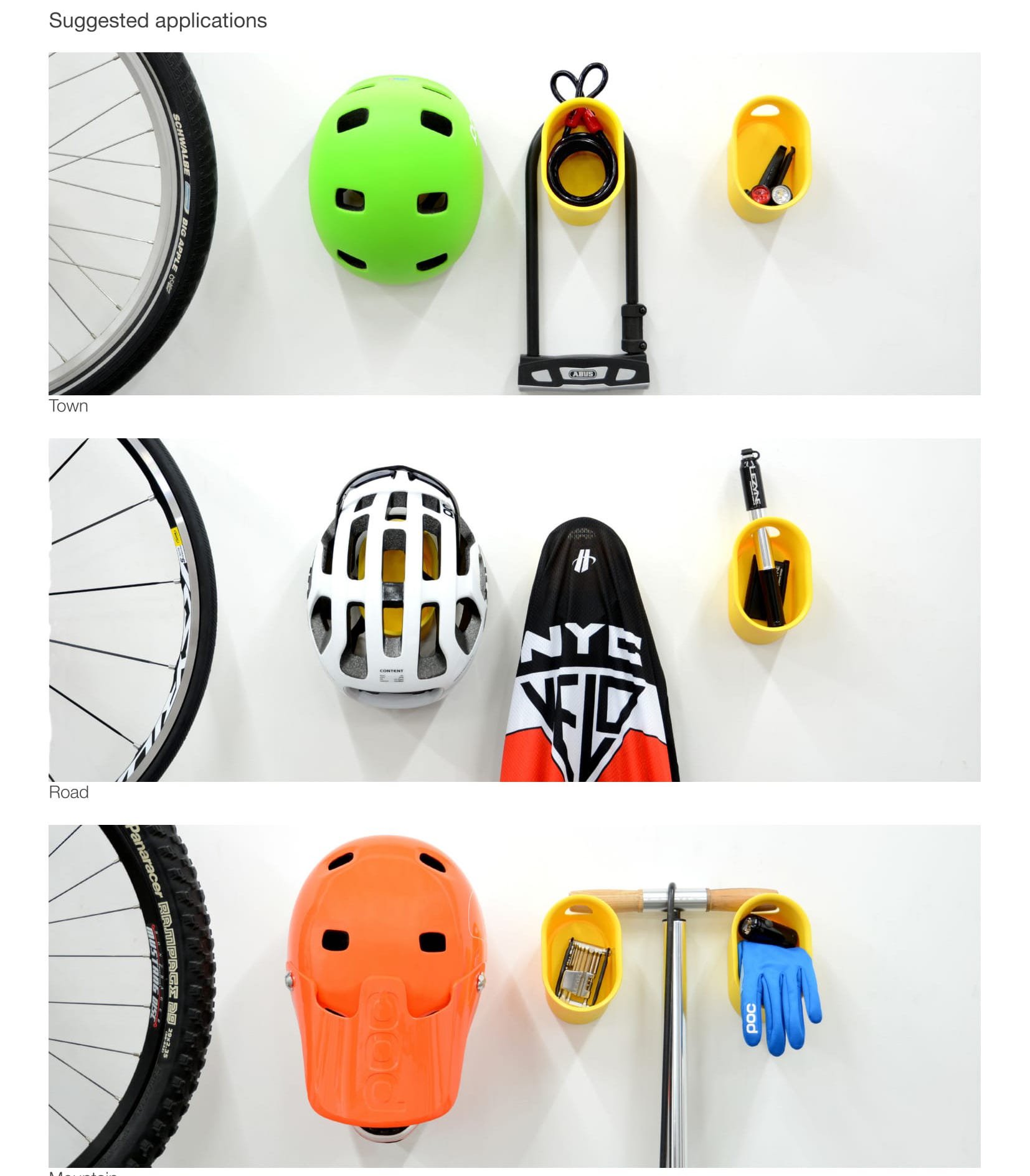 Cycloc Loop - Stylish Wall Mount Helmet & Accessory Organizer for Bikes, Skateboards & Motorcycles - Yellow - Perfect for Garage, Entryway & Small Space Storage