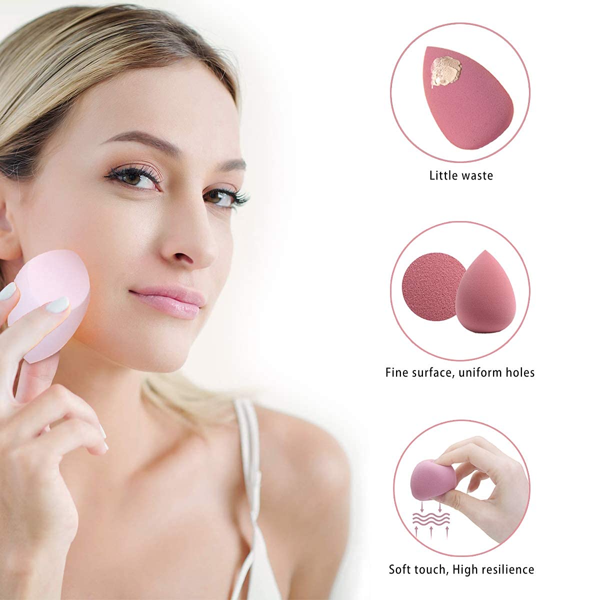 8Pcs Makeup Brush Set for Foundation & Eyeshadow - Travel Size Beauty Kit with Sponge for Daily Makeup
