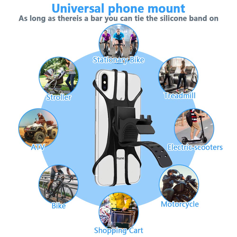 Ellis Kas 2 Pack Universal Motorcycle Phone Mount - 360° Adjustable Bike Phone Holder for iPhone 7/8/X/11/12/Pro/Plus, Samsung Galaxy, Google Pixel, Nubia, LG - Perfect for Cycling, Commuting & Outdoor Adventures