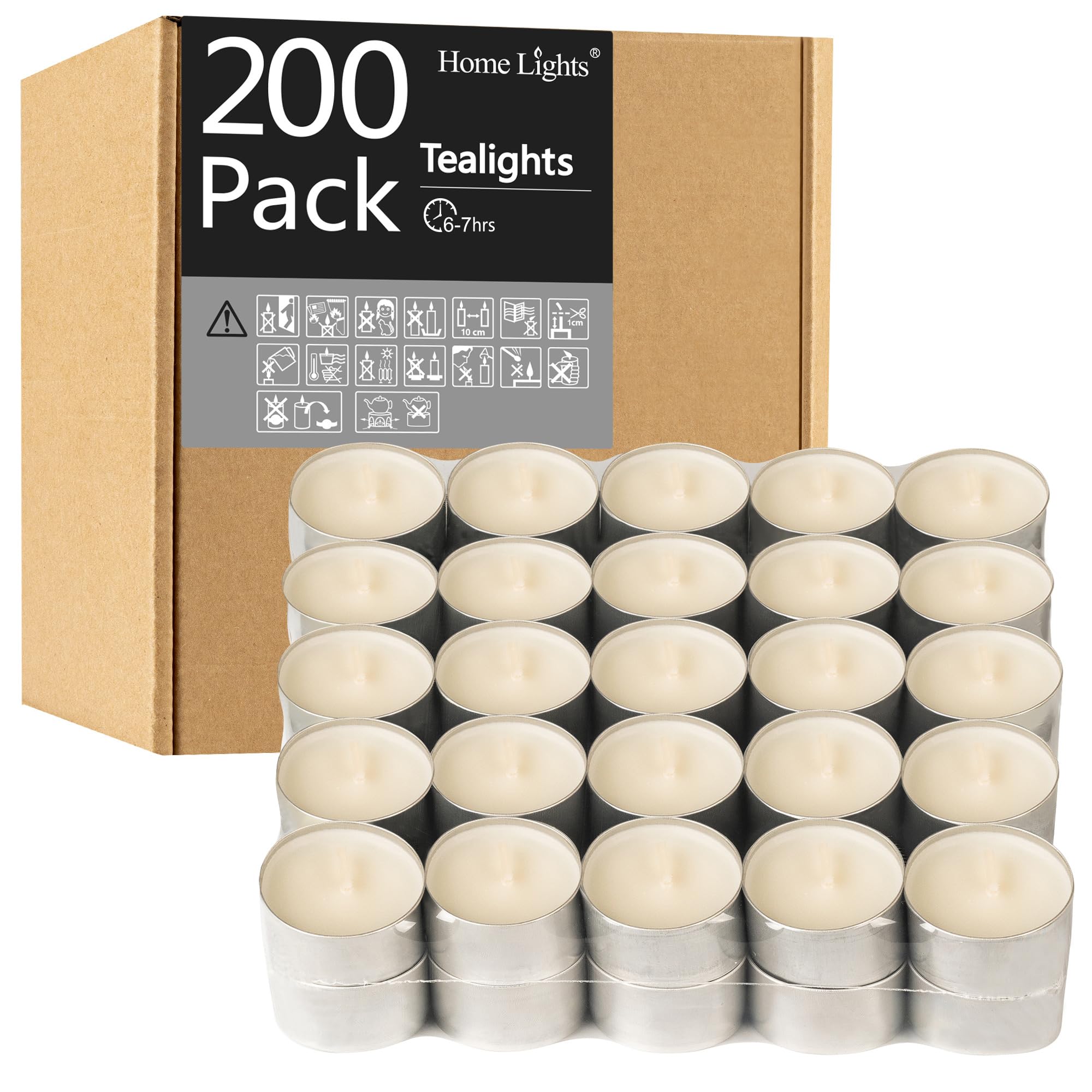 Unscented White Tealight Candles - 200 Pack, 6-7 Hour Burn Time, Smokeless Mini Votive Paraffin Candles with Cotton Wicks for Home Decor, Weddings, Christmas, Shabbat & Romantic Dinners