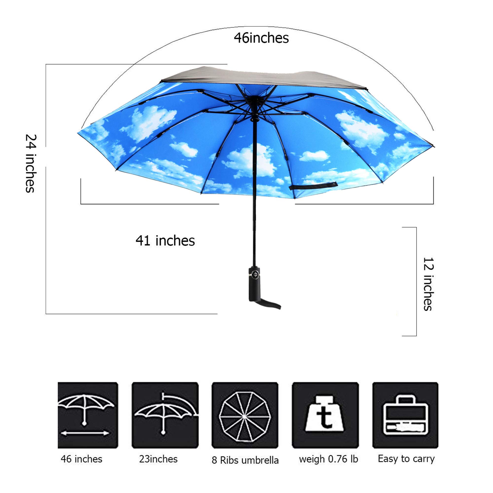 SIEPASA Windproof Reverse Folding Umbrella - Compact Automatic Travel Umbrella for Rain & Sun Protection - Perfect for Men & Women - Ideal for Commuting, Travel, and Outdoor Activities