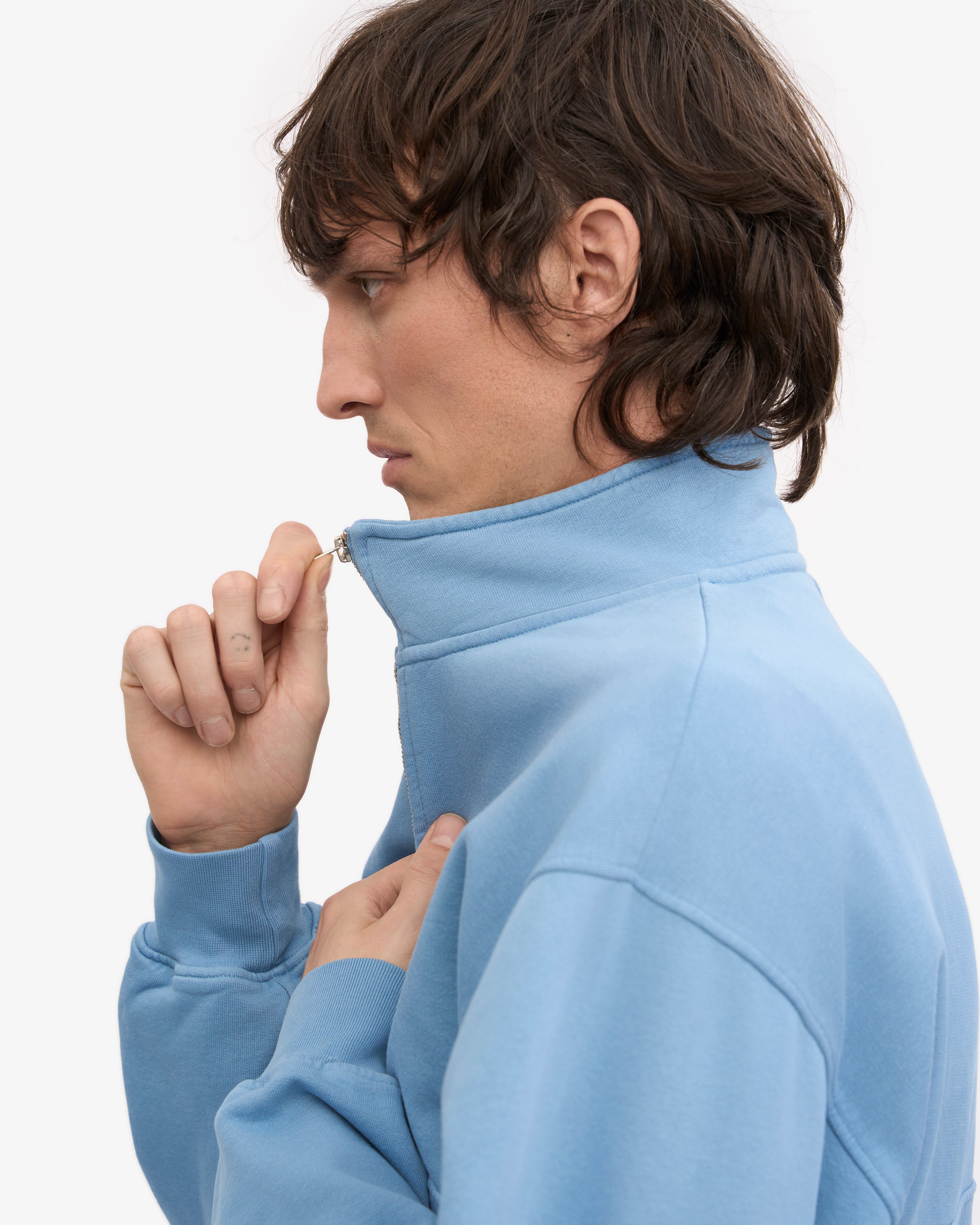 Organic Quarter Zip Sweatshirt for Men - Soft & Comfortable Seaside Blue Pullover - Perfect for Casual Wear, Outdoor Activities & Layering in Cool Weather