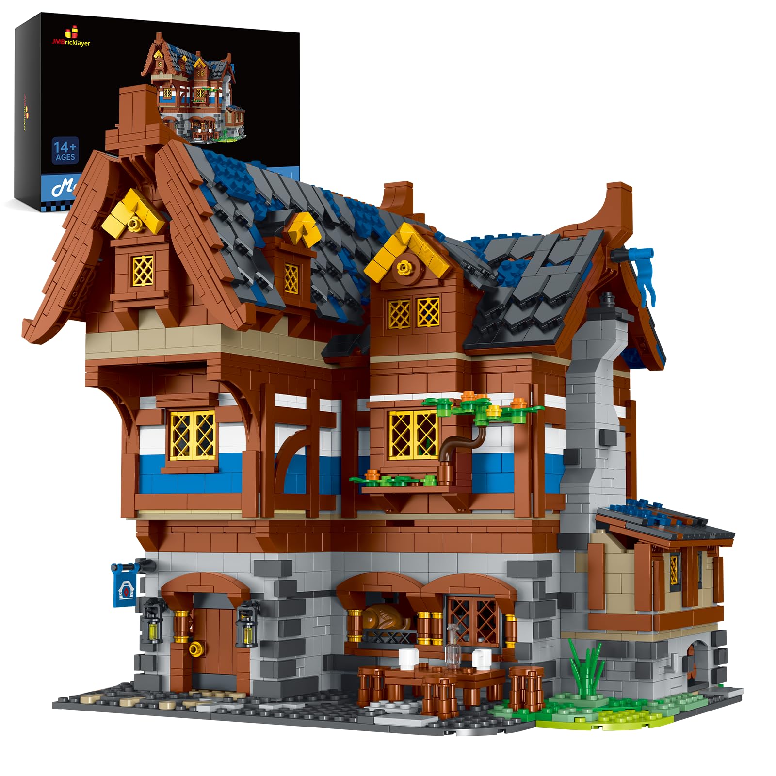 JMBricklayer Medieval 30108 House Building Set for Adults - Creative Tavern Castle Construction Toy, Collectible Display Model Kit | Perfect Gift for Boys, Girls & Adults | Office Decor, Room Display & Medieval-Themed Party Decoration