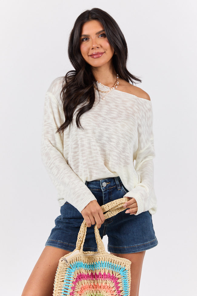 Ivory Sweater for Women - Soft & Cozy Knit Pullover - Perfect for Fall & Winter Outfits - Sunset Key Collection