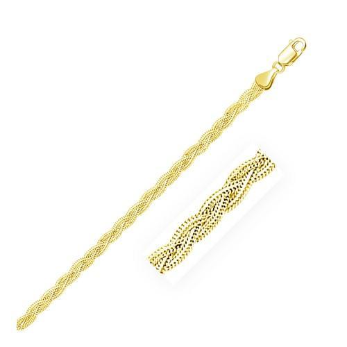14K Yellow Gold 3.5mm Braided Foxtail Anklet Chain - 10 Inch Adjustable Ankle Bracelet for Women, Perfect for Beach, Summer & Boho Style Outfits