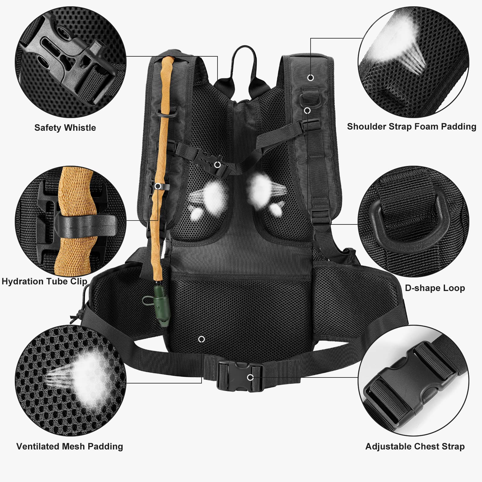 Tactical Hydration Backpack with 34 Molle Attachments - Outdoor Hiking & Military Use