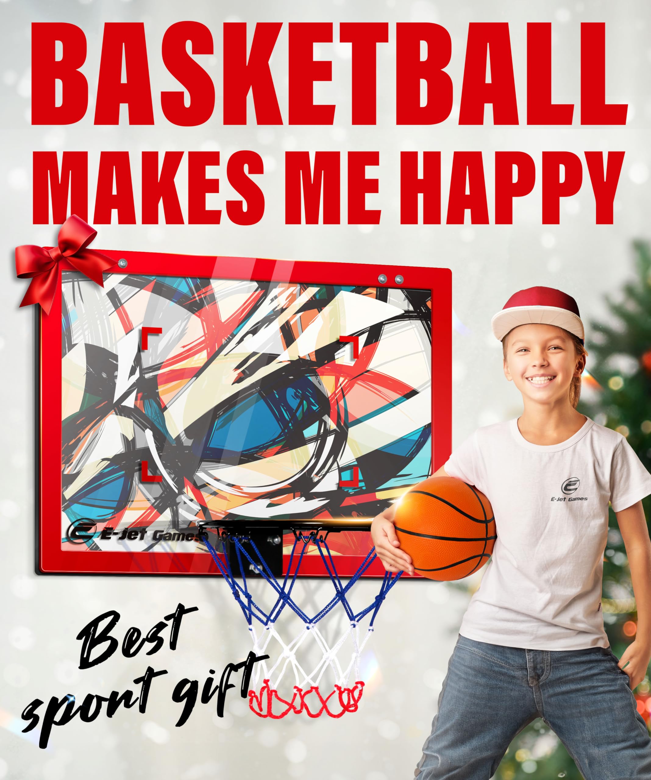 Mini Basketball Hoop with Replaceable Backboard Cards - Over The Door & Wall Mounted Indoor Basketball Game for Kids & Adults - Perfect for Bedroom, Office & Playroom Fun