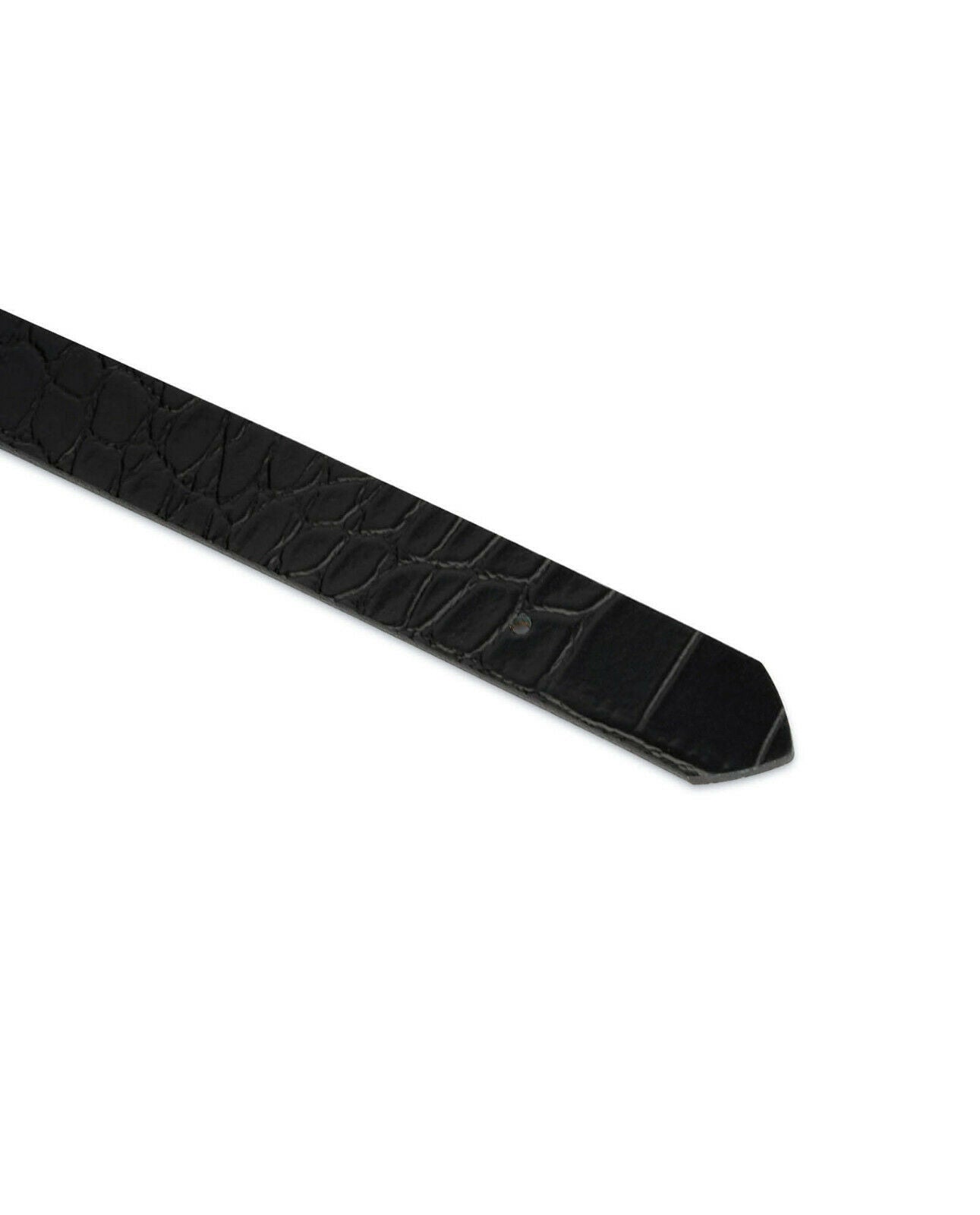 Montblanc Replacement Belt Strap 25mm - Black Crocodile Embossed Leather Belt for Men | Dress Belt for Business, Office & Formal Occasions