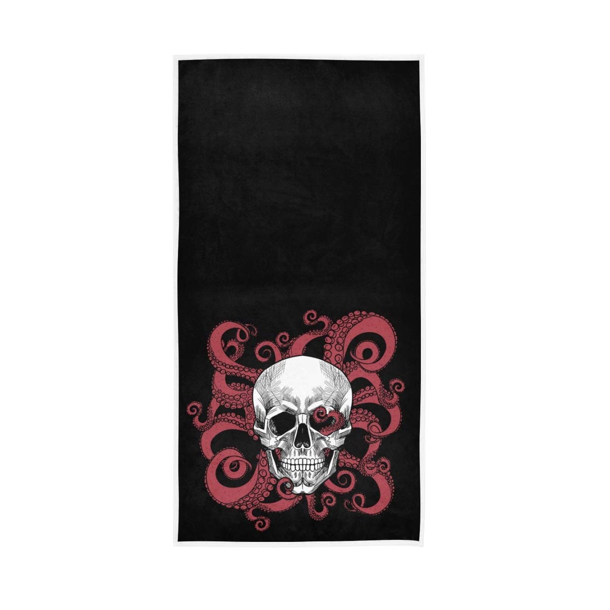 Skull & Octopus Tentacles Cotton Hand Towel - Super Absorbent, Lightweight Bath & Gym Towel 15