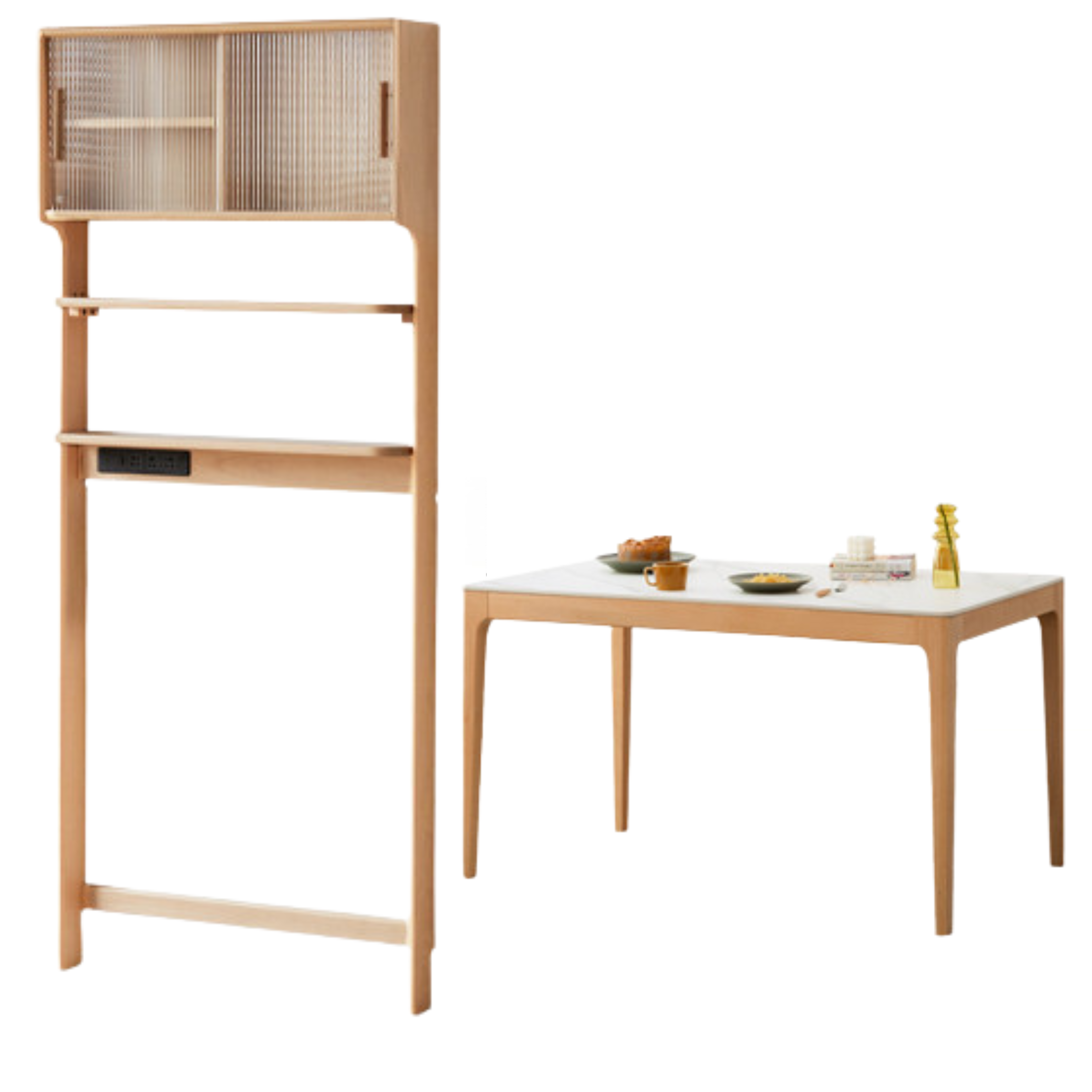 Solid Beech Wood Ultra-Thin Dining Sideboard - Modern Buffet Cabinet for Dining Room, Kitchen Storage & Living Room Decor