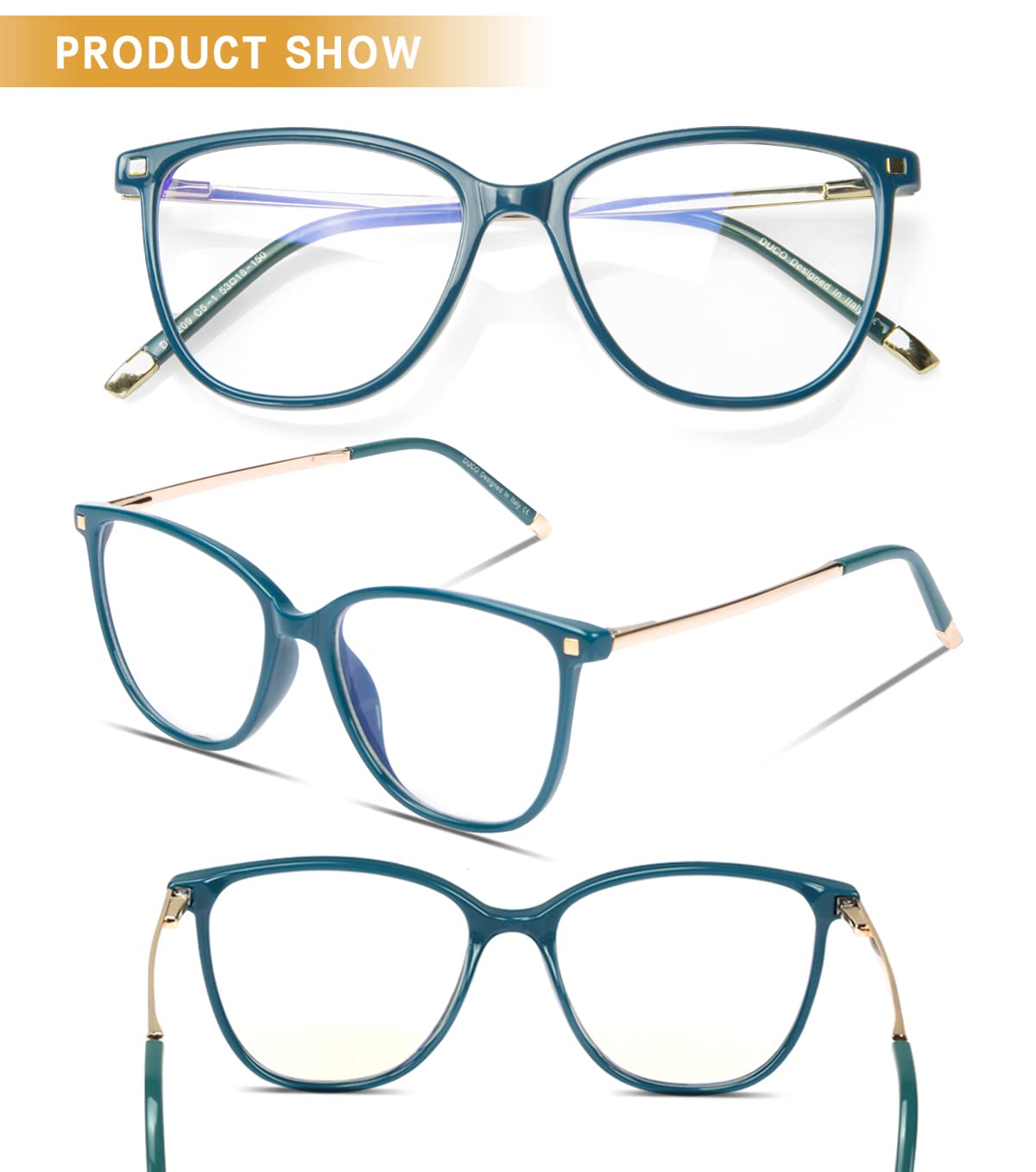 DUCO Blue Light Blocking Glasses for Men & Women - Anti Eye Strain Computer Glasses, Gaming Glasses with UV Protection - Reduce Digital Fatigue for Office Work, Reading & Screen Time (Model DC5209)