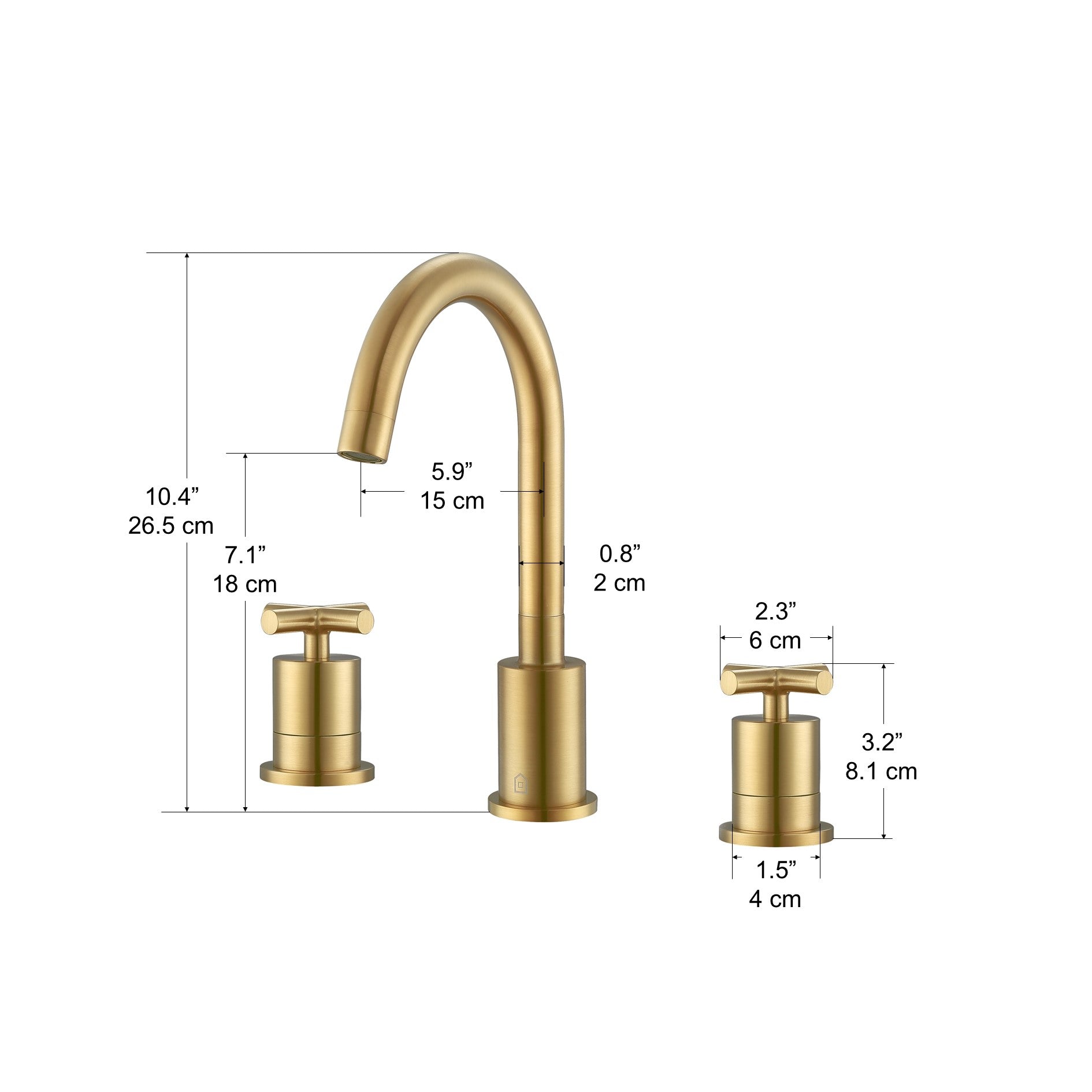 Ancona Ava Series Widespread Cross Handle Bathroom Faucet in Brushed Titanium Gold - Modern Bathroom Sink Faucet for Vanity, Powder Room & Guest Bath Installation