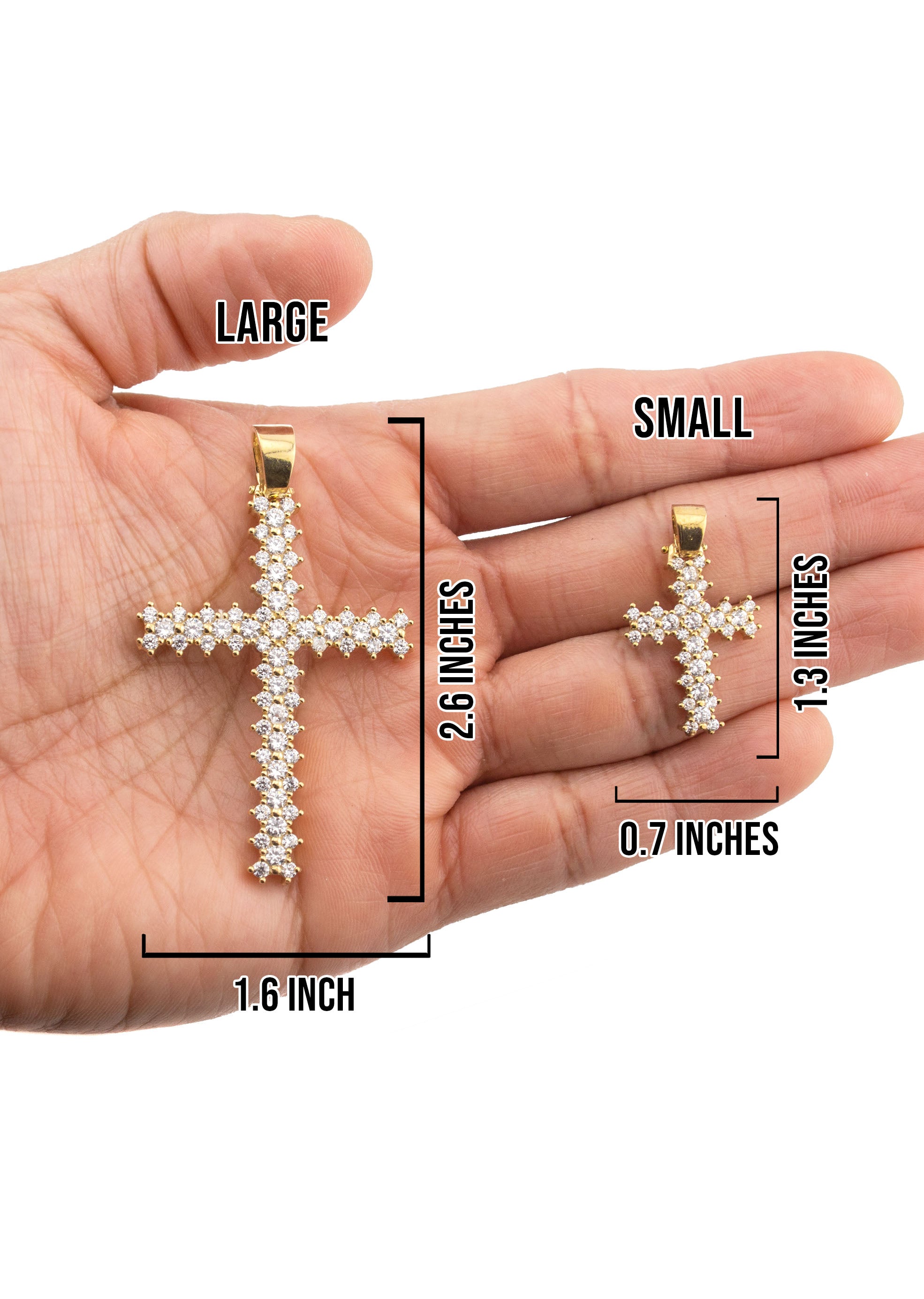 10K Yellow Gold Cross Necklace for Women & Men - Small 10g & Large 28g - Elegant Religious Jewelry Gift for Baptism, Confirmation, Wedding & Everyday Wear