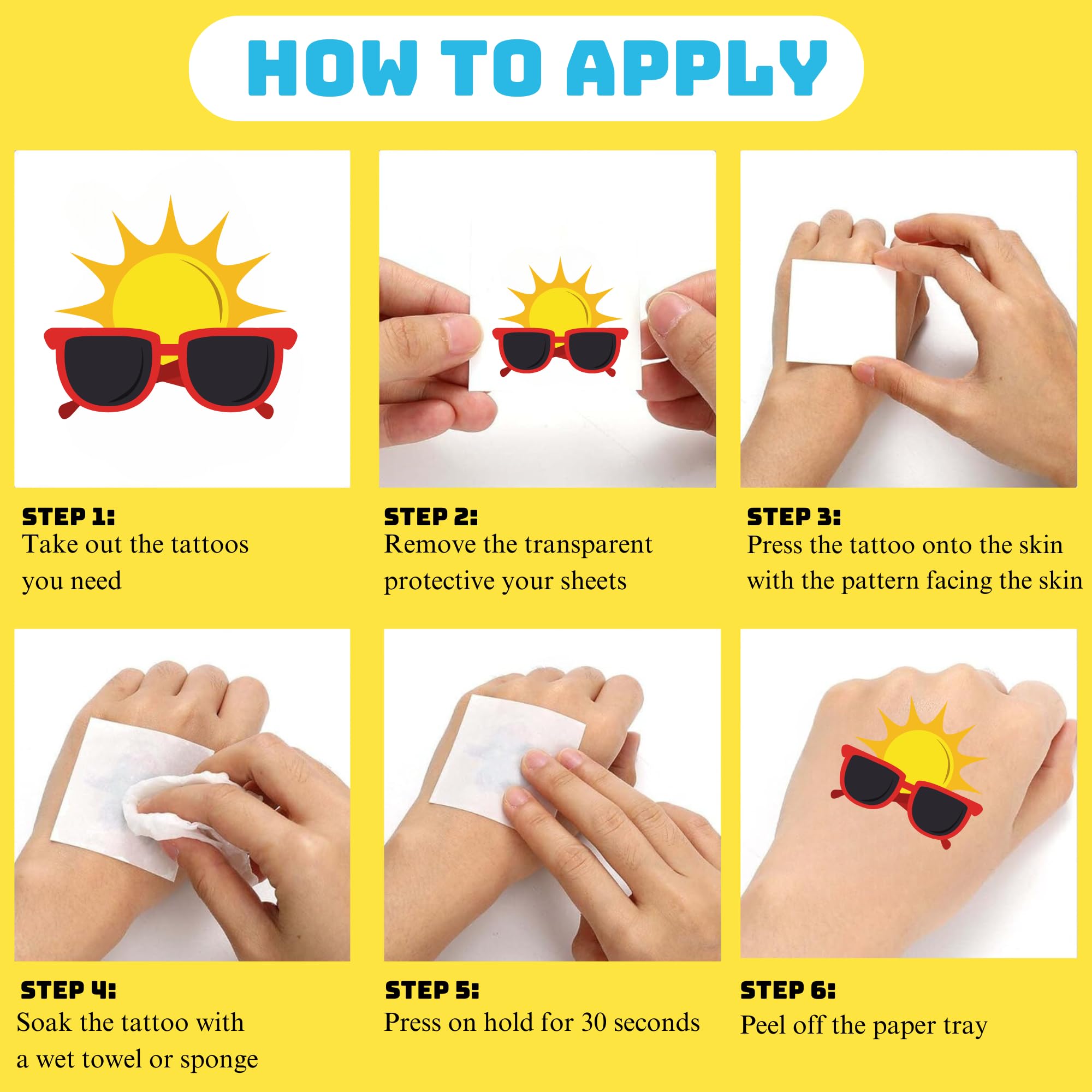 50 PCS Summer Party Temporary Tattoos for Kids - Hawaiian Luau Themed Waterproof Tattoo Stickers for Boys & Girls | Perfect for Birthday Parties, Pool Parties & Beach Events | Tropical Themed Party Supplies & Gift Bag Fillers