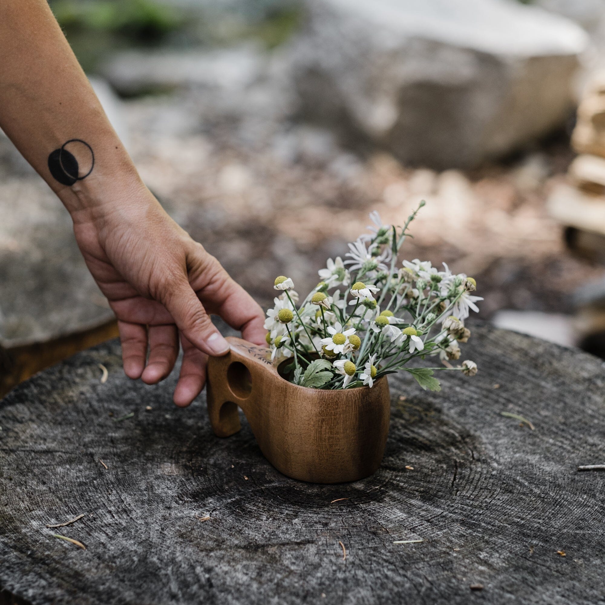 Handmade Kuksa Wooden Drinking Cup - Traditional Scandinavian Camping Mug for Outdoor Adventures, Hiking, and Coffee Lovers