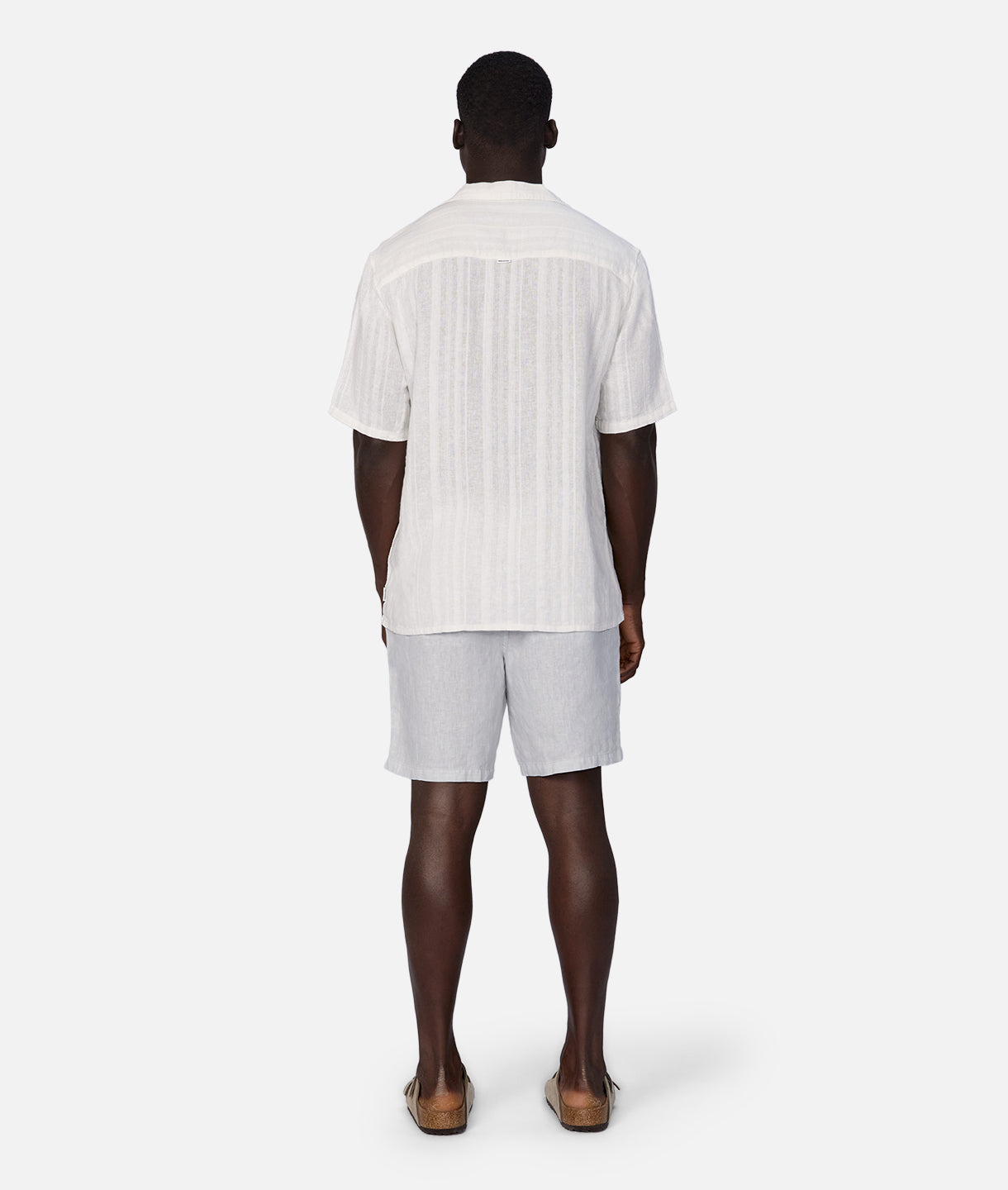 Catanza Striped Short Sleeve Linen Shirt for Men - Breathable Summer Casual Wear - Perfect for Beach Outings, Vacation & Outdoor Activities - White
