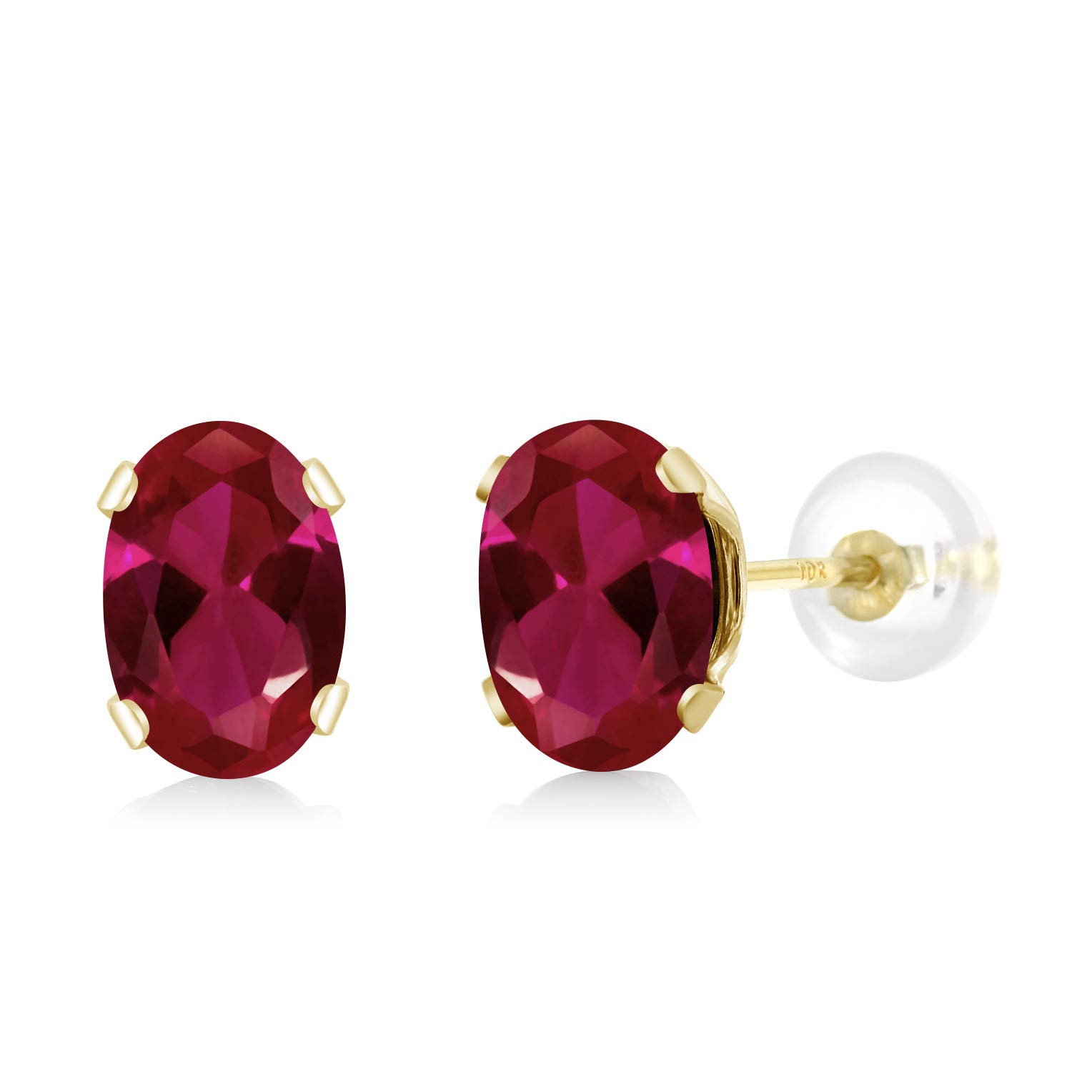 Gem Stone King 10K Yellow Gold Birthstone Stud Earrings | 6X4MM Oval Gemstone Jewelry for Women & Men | Perfect Gift for Anniversary, Birthday & Special Occasions