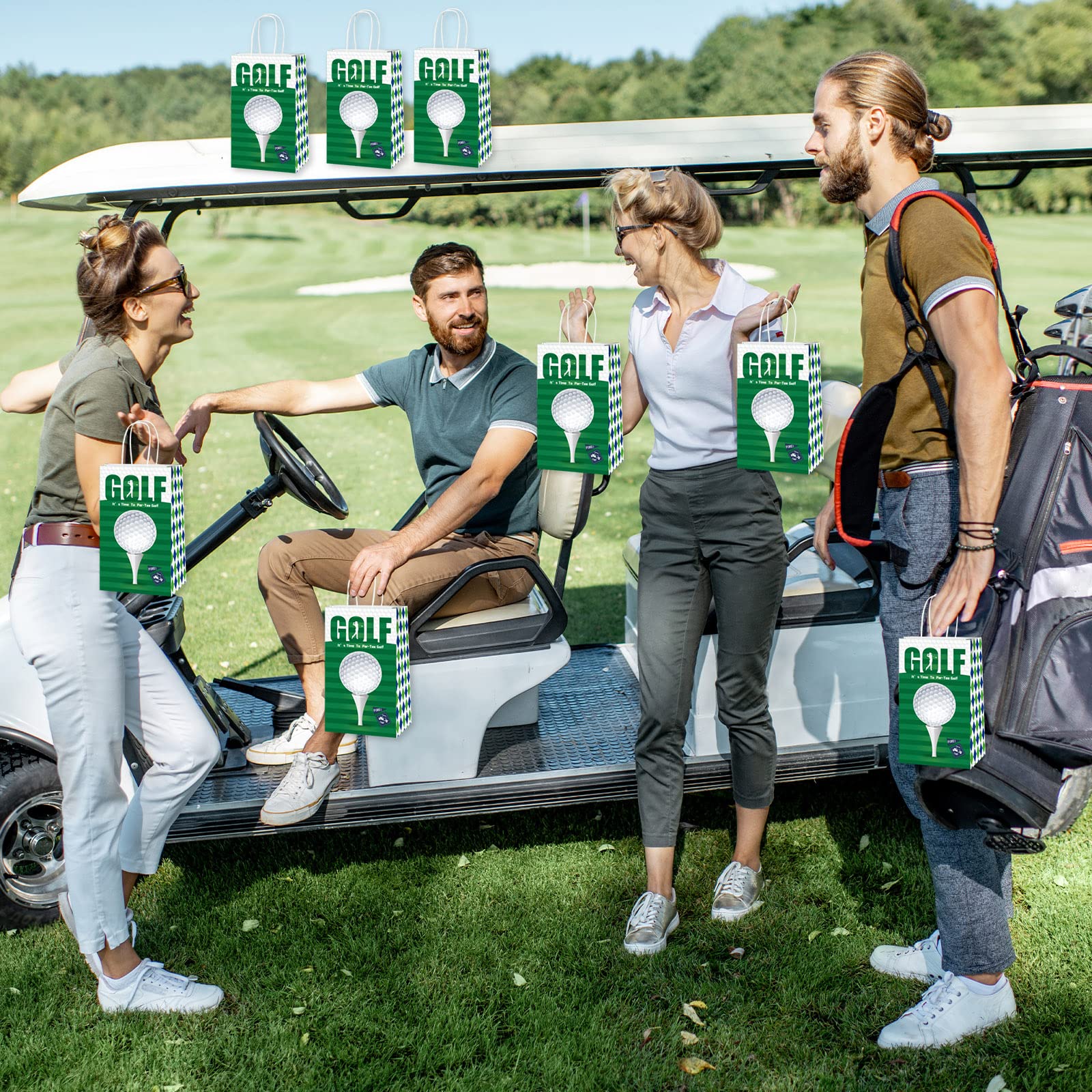 12-Piece Golf Party Favor Bags Set - Golf Theme Paper Gift Bags for Birthday Parties, Baby Showers & Decorations | Perfect for Golf-Themed Events, Tournaments & Celebrations