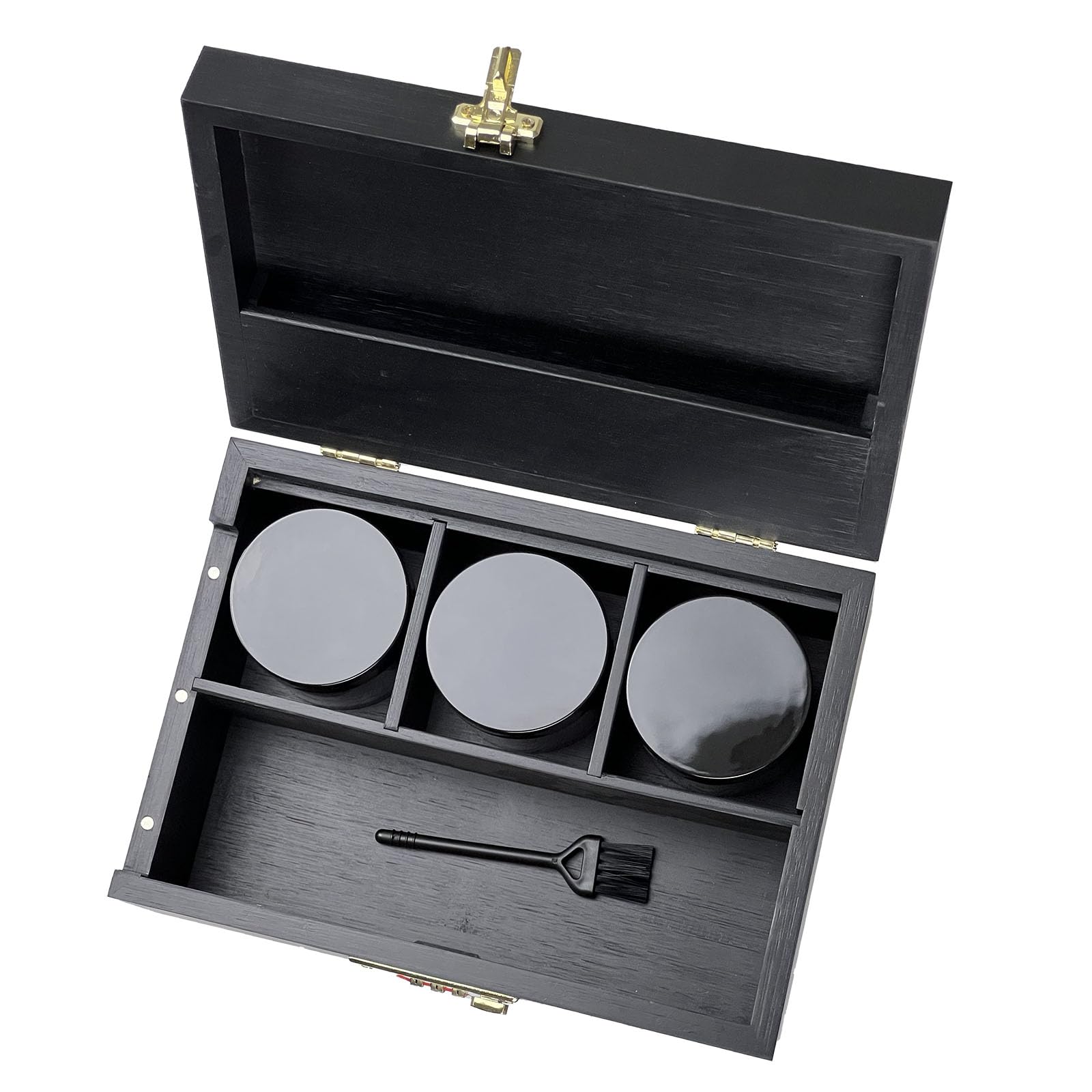 DEHVEN Bamboo Stash Box with Lock - 3 Jars & Brush Storage for Herbs & Jewelry