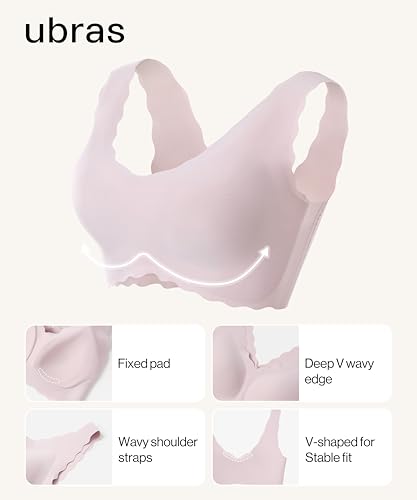 Wireless Deep V Bras for Women - Comfortable No Underwire Bras - Perfect for Yoga, Workout & Everyday Wear