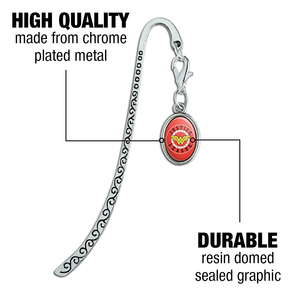 Justice League Wonder Woman Metal Bookmark - DC Comics Superhero Book Marker with Oval Charm for Gifts, Collectibles & Reading Accessories | Perfect for Book Lovers, Fans & Comic Enthusiasts