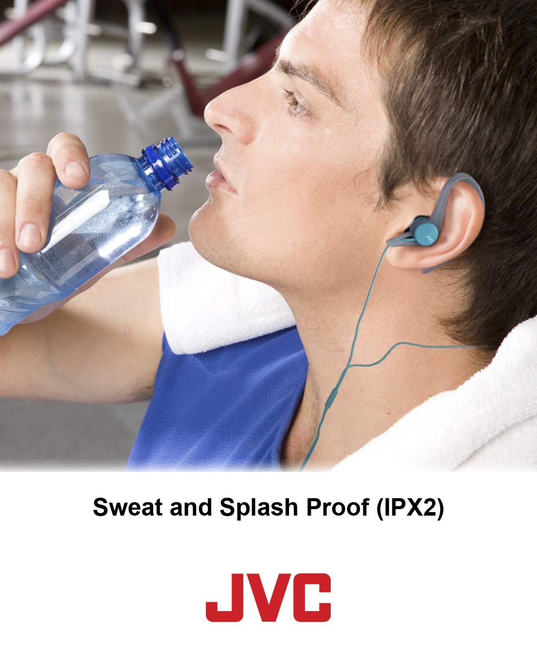 JVC Sports Splash & Sweat Proof In-Ear Headphones with Over-Ear Clip - Black | Wireless Workout Earbuds for Running, Gym & Outdoor Activities