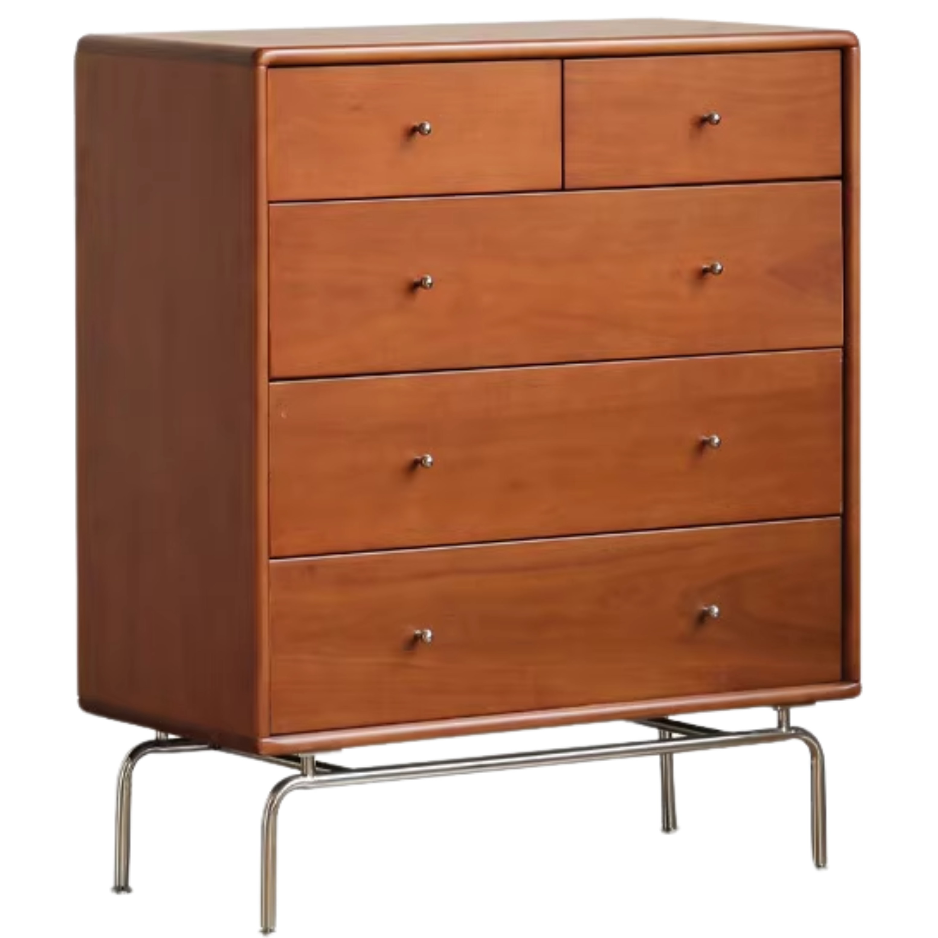 Solid Wood Poplar Dresser - 5-Drawer Storage Chest for Bedroom, Living Room & Office - Natural Wood Finish for Home Organization & Decor