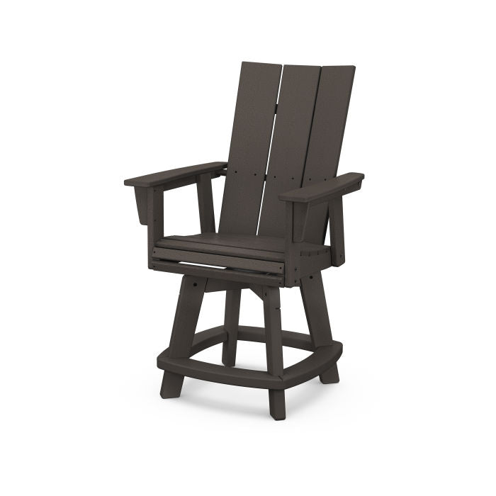 POLYWOOD Modern Curveback Adirondack Swivel Counter Chair - Outdoor Bar Stool for Patio, Deck & Poolside - Weather-Resistant & Durable