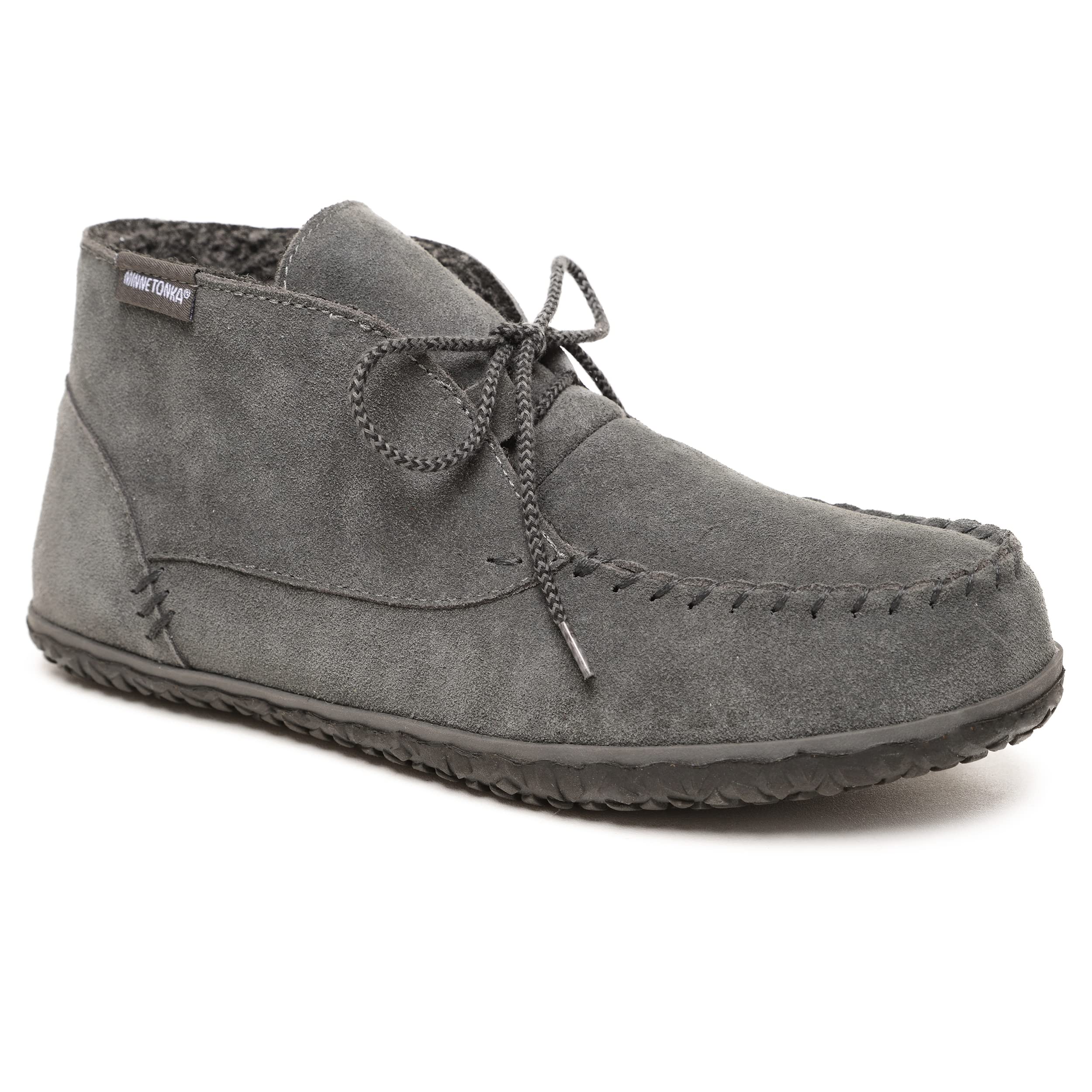 Minnetonka Men's Torrey Suede Chukka Boots - Handcrafted Suede Upper with Berber Lining, Removable Contoured Footbed & MinnTREAD Eco-Friendly Rubber Sole - Comfortable Casual & Outdoor Boots for Walking, Travel & Everyday Wear - Charcoal, Size 7 M