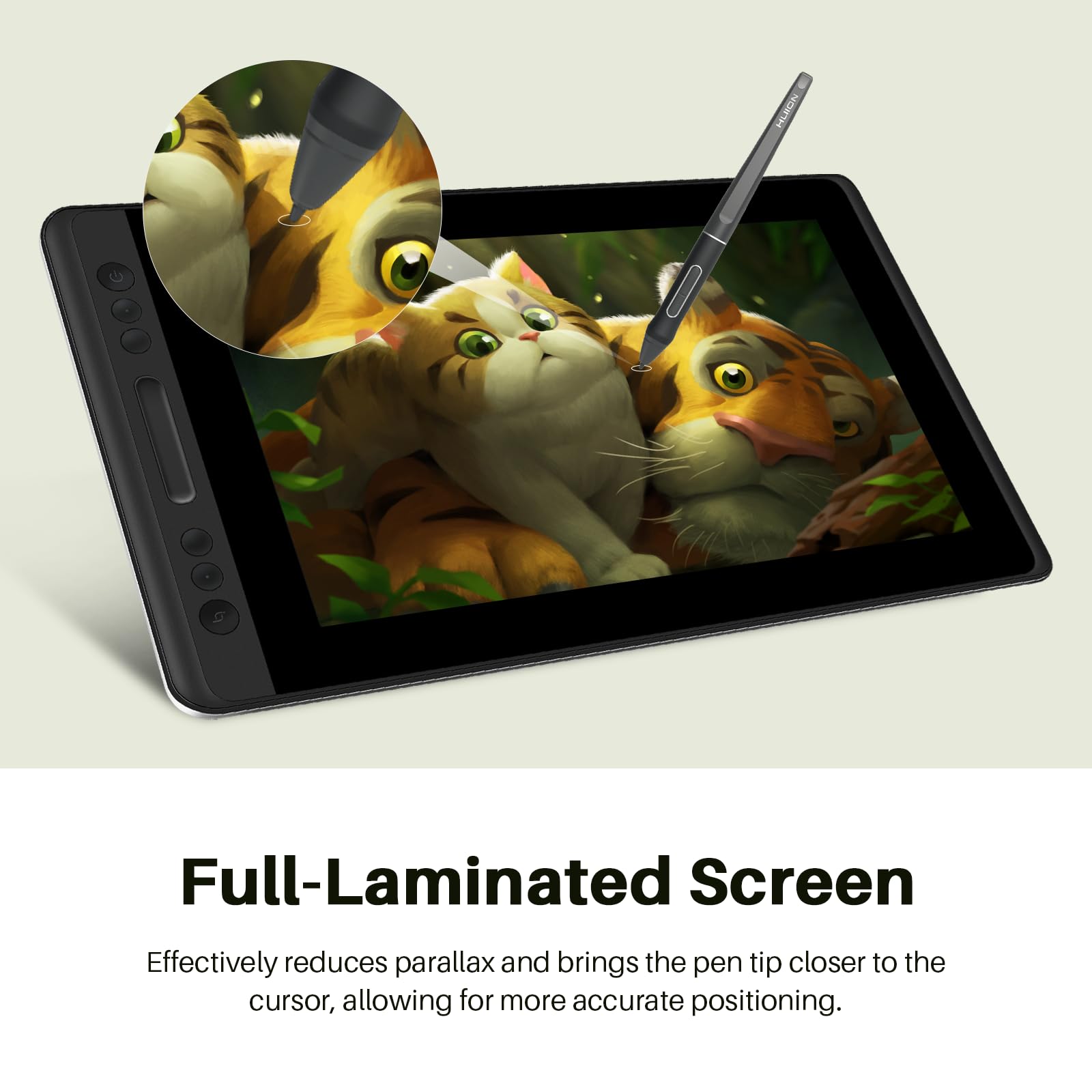 HUION KAMVAS Pro 13 Drawing Tablet with Stand - 13.3 Inch Full-Laminated Anti-Glare Screen, 8192 Pressure Levels, Battery-Free Stylus - Compatible with Windows, Mac, Linux - Perfect for Digital Art, Animation & Graphic Design