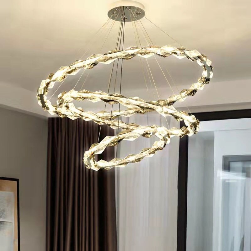 Elegant Crystal Ring Chandelier Lighting Fixture - Modern Ceiling Light for Living Room, Bedroom & Dining Room Decor | Perfect for Home, Wedding & Event Lighting