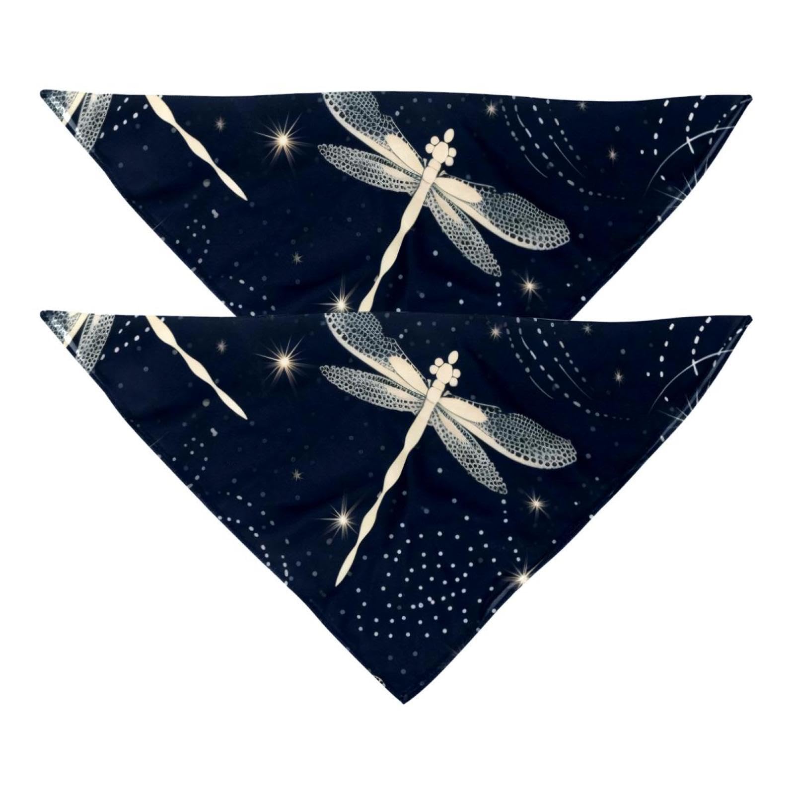 2-Piece Abstract Dragonfly Dog Bandanas - Stylish Pet Scarves & Square Bibs for Weddings, Photo Props & Daily Wear