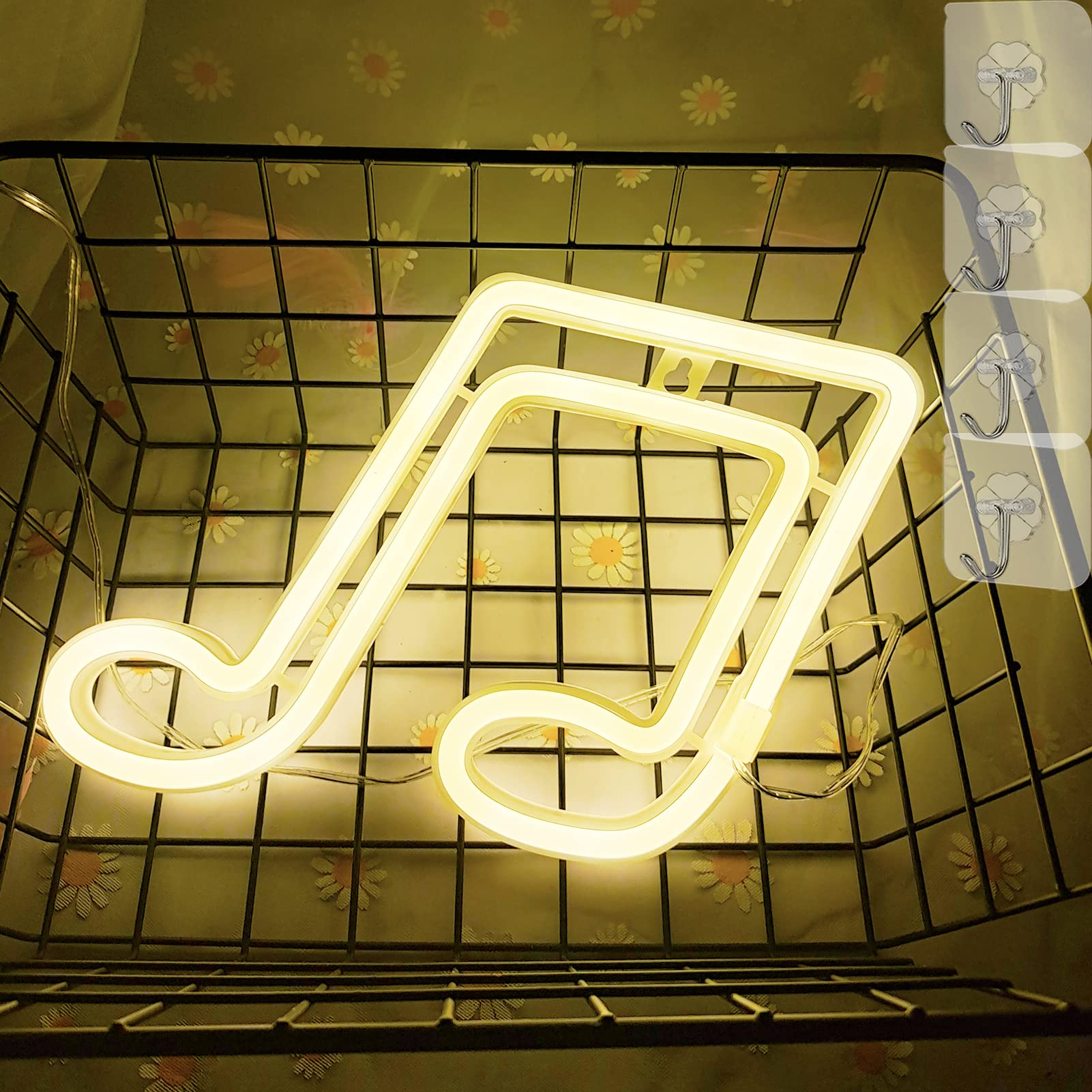 LED Music Note Neon Sign - Warm White Wall Decor for Bedroom, Living Room, Kids Room | Night Light & Party Decoration Gift for Musicians & Music Lovers | Perfect for Birthday, Wedding, Home Studio & Bar Lighting