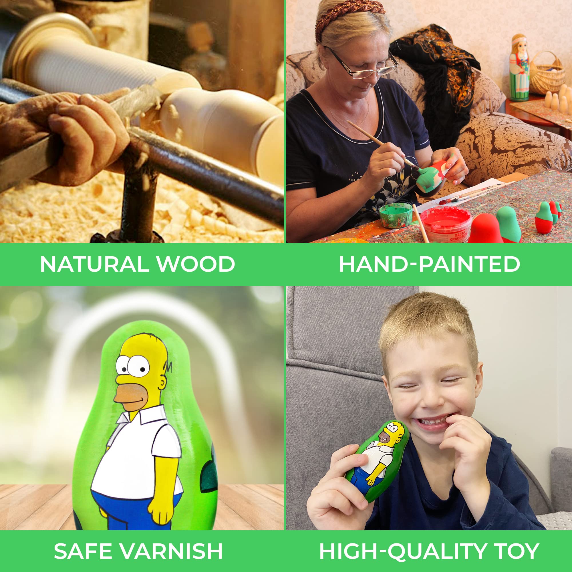 Unique 5-Piece Simpsons Character Matryoshka Nesting Dolls Set - Perfect for Collectors, Home Decor & Gift Giving