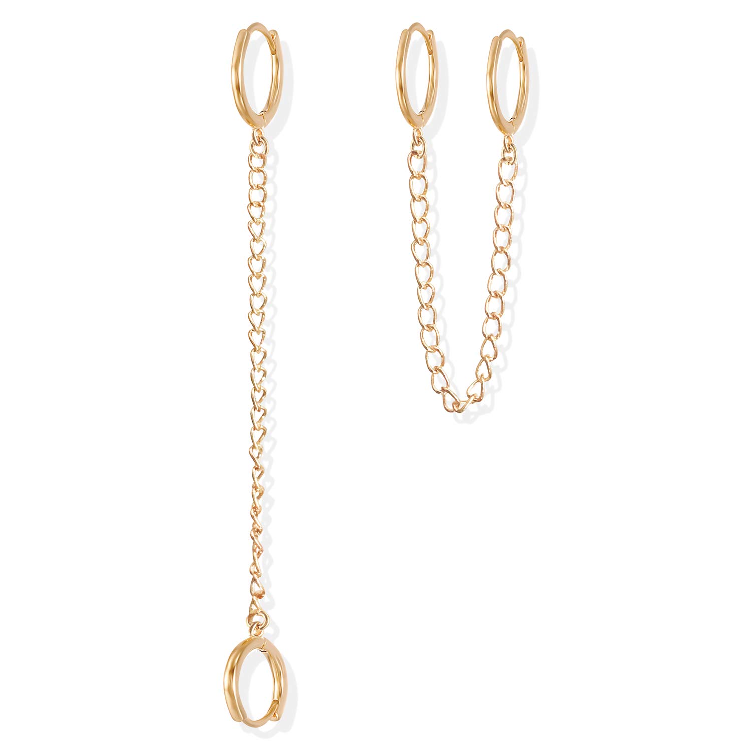 ANDPAI Unique Corn Chain Hoop Earrings - Gold & Silver Plated Double Piercing Huggie Earrings for Women & Men | Dainty Minimalist Cuff Jewelry Gift for Everyday Wear, Parties & Special Occasions
