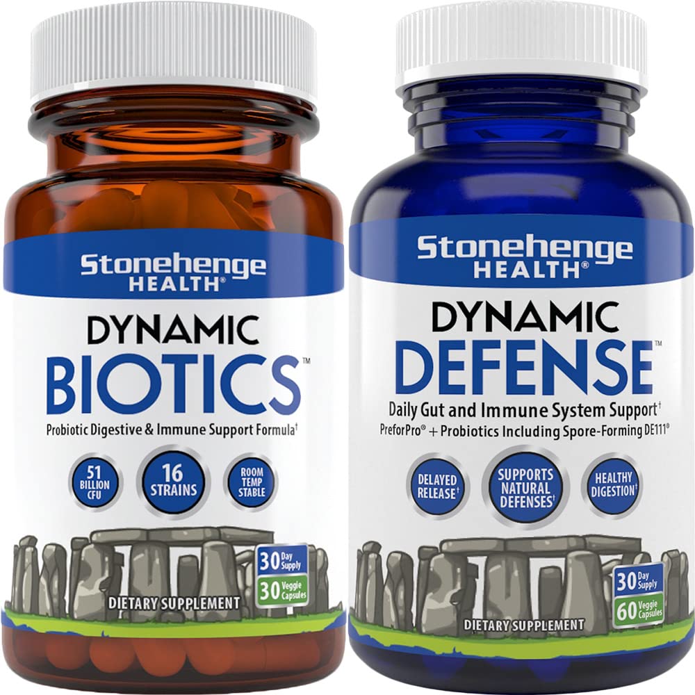 Stonehenge Health Gut Support Probiotics & Prebiotics Supplement - 60 Capsules for Digestive Balance, Increased Energy & Immune Support | Supports Gut Health for Men & Women | Travel-Friendly Digestive Aid