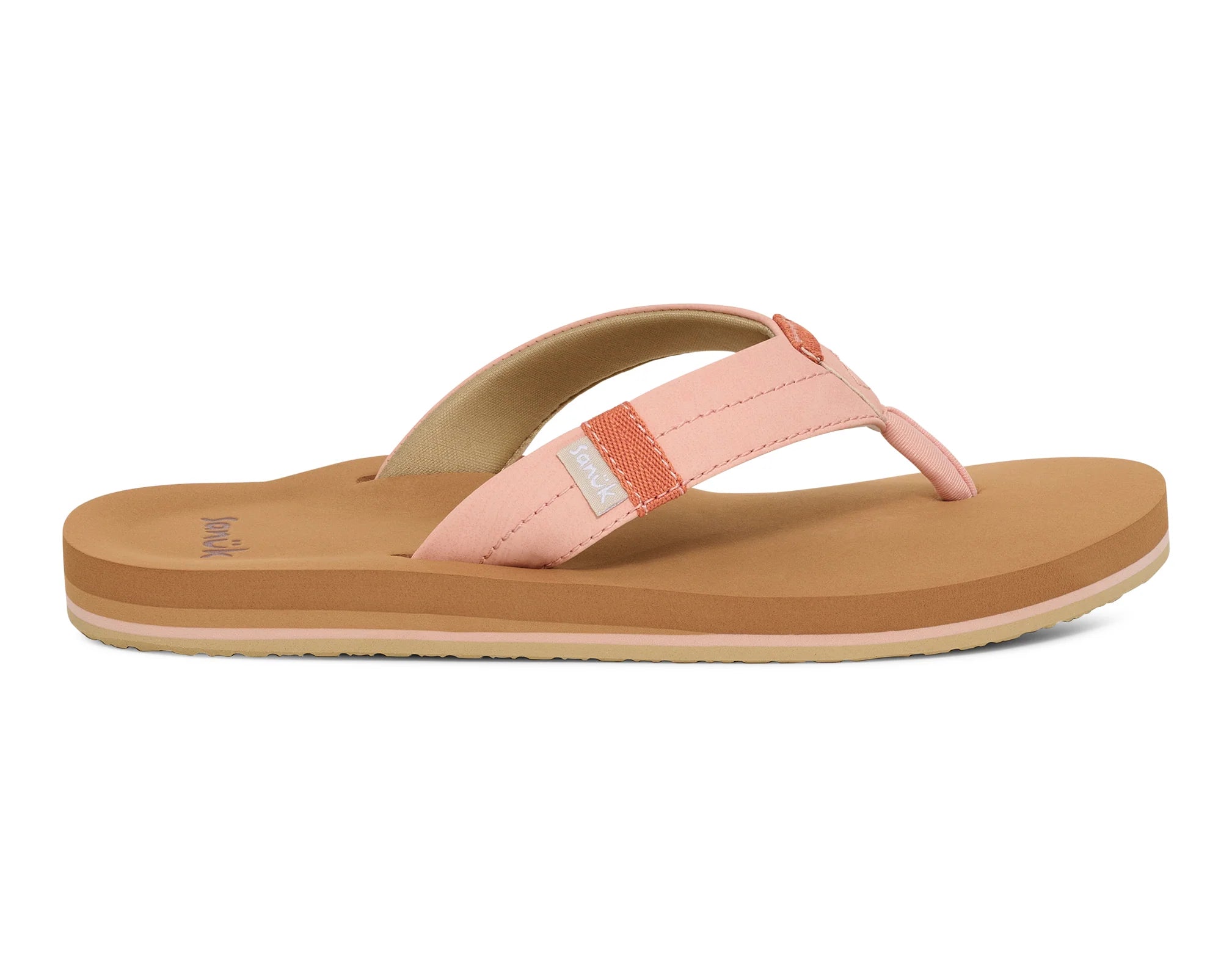 Sanuk Women's Sawyer Sandals - Comfortable Tan Leather Flip Flops for Beach, Travel & Casual Wear