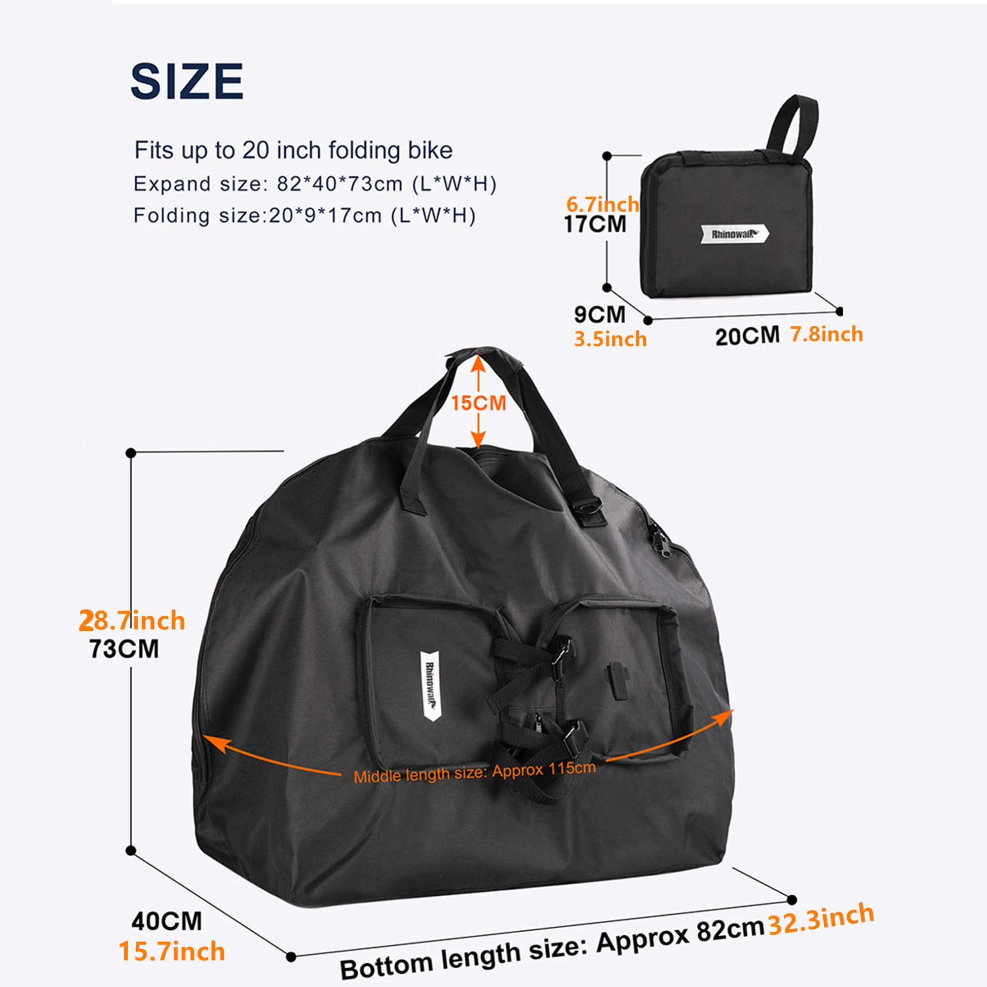 Portable Folding Bike Bag for 14-20 Inch Bicycles - Lightweight Travel Case for Brompton & Compact Bikes - Perfect for Car, Train, and Airplane Transport | Ideal for Commuting, Urban Travel & Cycling Adventures