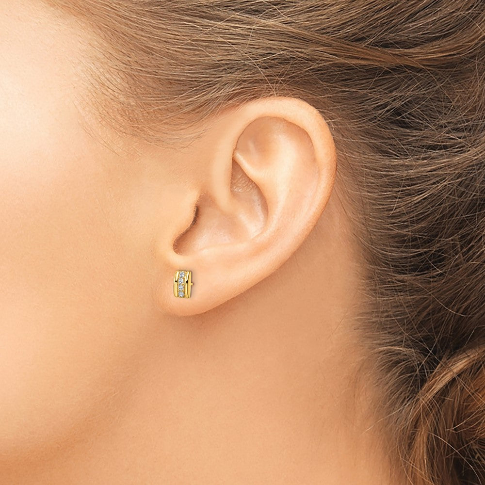 14K Gold Plated CZ Stud Earrings for Women - Elegant Cubic Zirconia Post Earrings - Perfect for Weddings, Parties & Everyday Wear (Model YE1987)