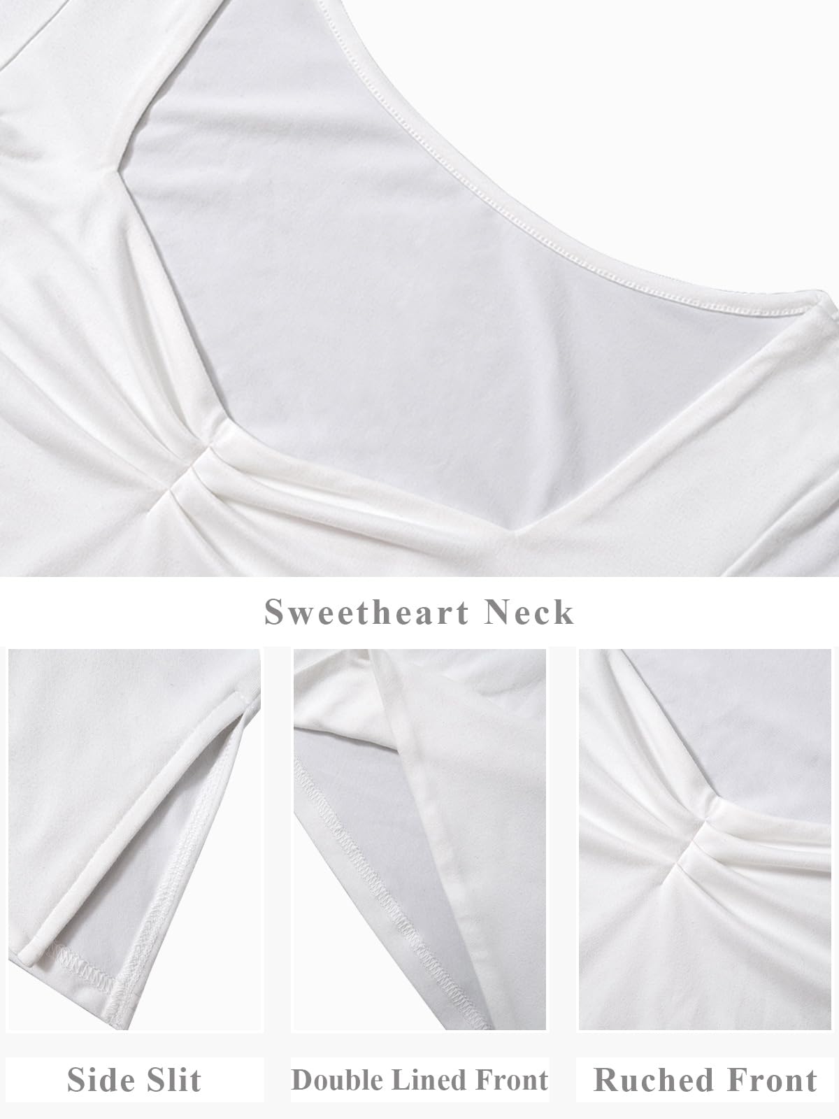 Sureple Cute Ruched Sweetheart Neck Short Sleeve T-Shirts for Women | Y2K Trendy Knit Crop Top | Perfect for Going Out, Date Nights & Casual Wear