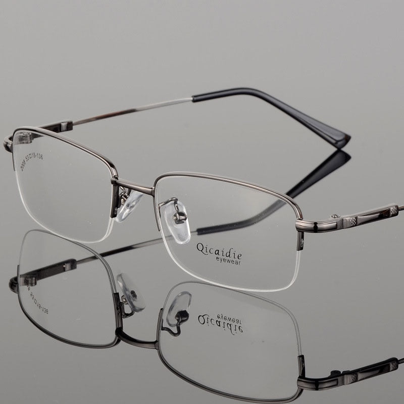 Bclear Men's Semi-Rim Square Alloy Eyeglasses - Lightweight Metal Frame Glasses for Men - Perfect for Office, Reading & Everyday Use (2008 Collection)
