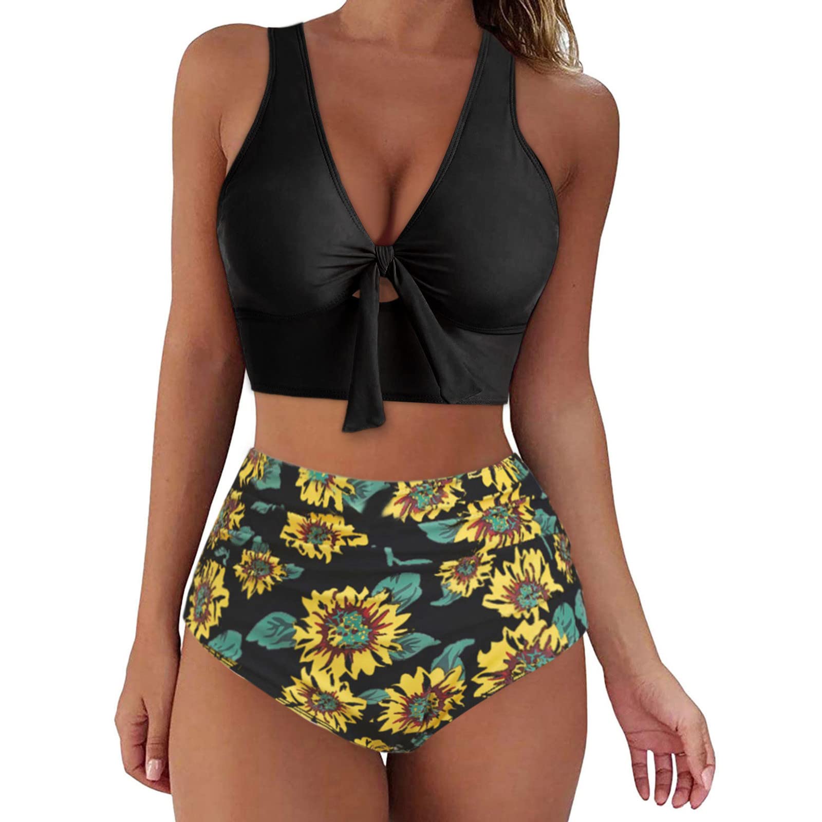 Women's Push Up Padded Bikini Set - High Waisted Swimwear with Bandeau Top & Shorts for Beach, Pool & Summer Vacation | Sexy Bathing Suit for Women
