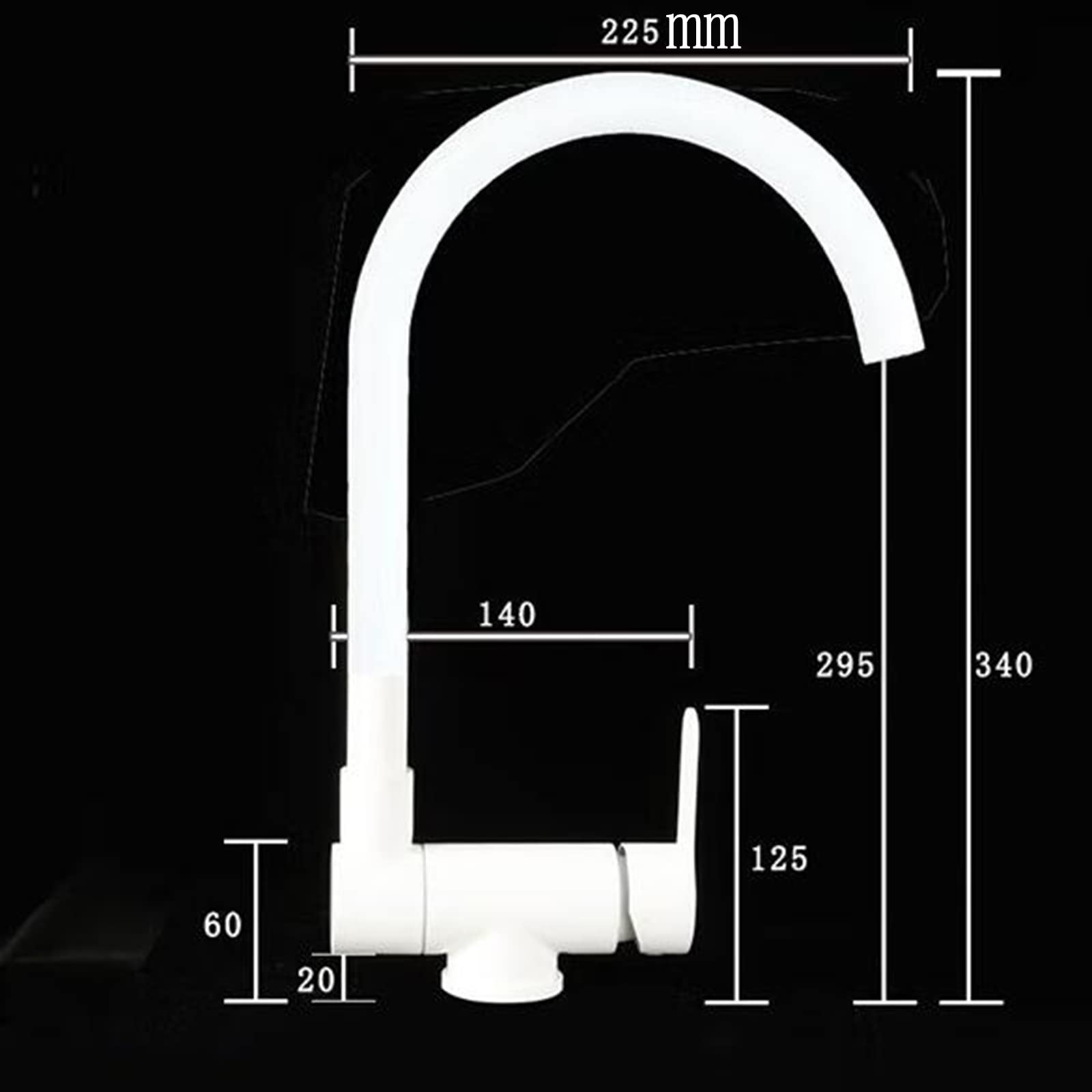 Folding Kitchen Mixer Faucets, Front Window Stainless Steel Swivel Cold & Hot Water Sink Faucet, White Kitchen Sink Mixer for Modern & Compact Spaces