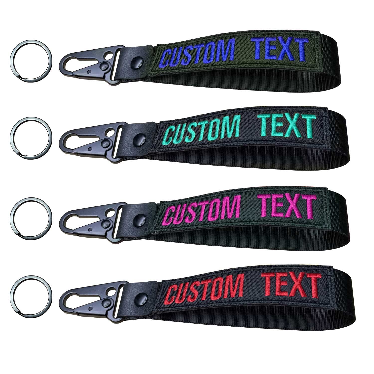 Custom Keychain Clip with Tags - Durable Nylon Belt Key Ring for Luggage & Outdoor Sports