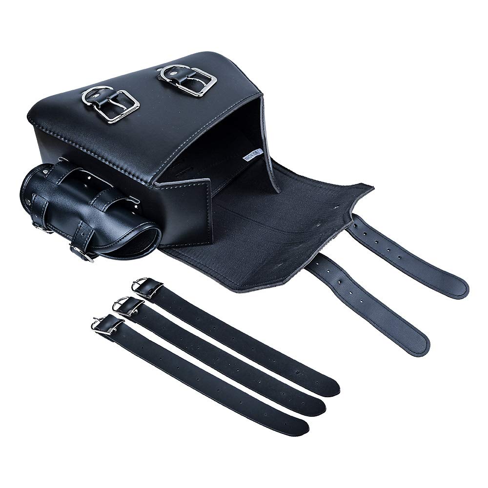 Amopacorp Motorcycle Black Left Side Solo Swing Arm Saddlebag - Compatible with Harley Sportster XL 883, 1200, 48 & 72 Models | Durable Storage Bag for Cruiser Bikes | Perfect for Road Trips & Daily Commuting