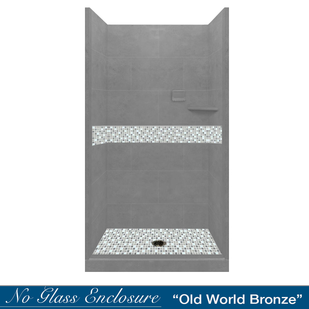 Alcove Wet Cement Sistine Stone & Del Mar Mosaic Accent Tile - DIY Shower Remodel Kit for Bathroom Renovation | Waterproof Backsplash & Flooring Solution